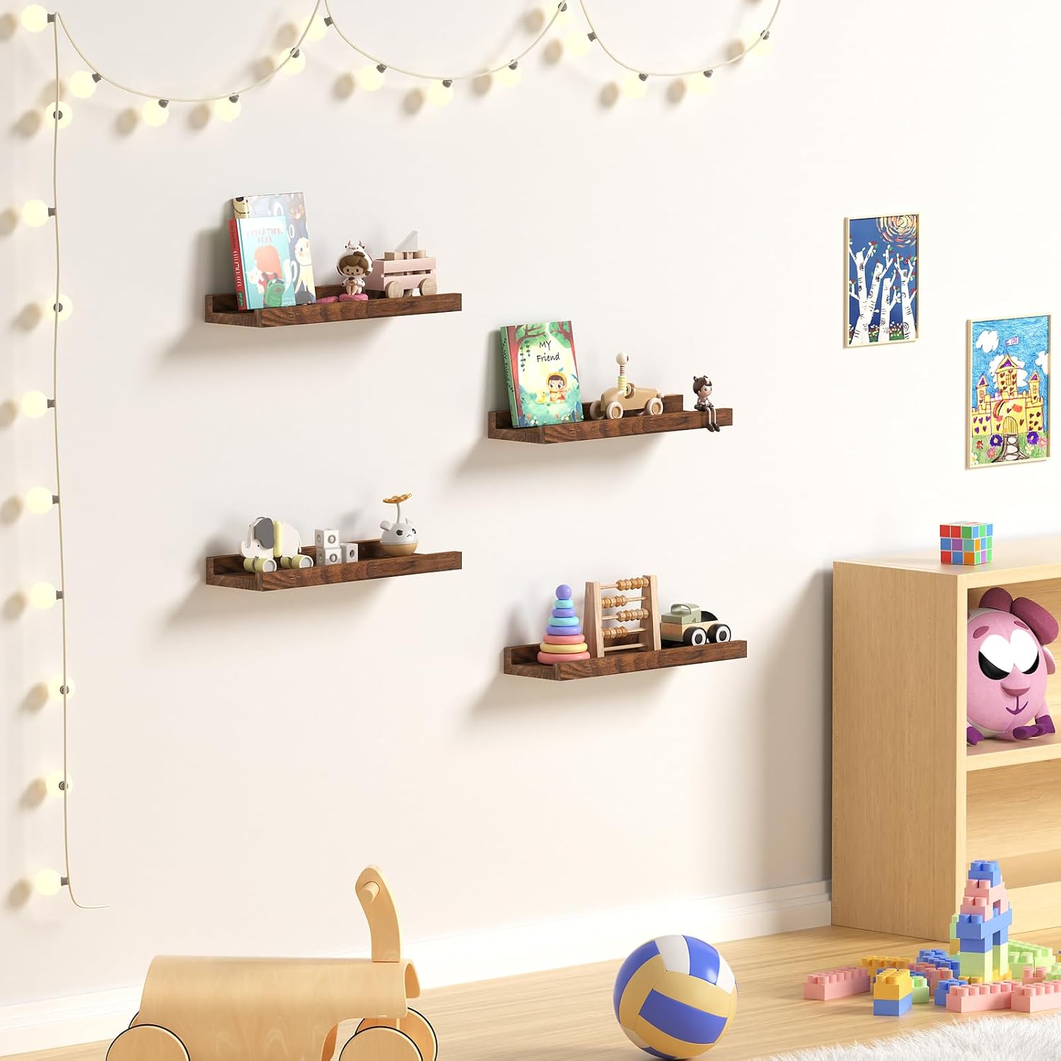 Gloserin 16 Inch Wood Floating Shelves Set of 4