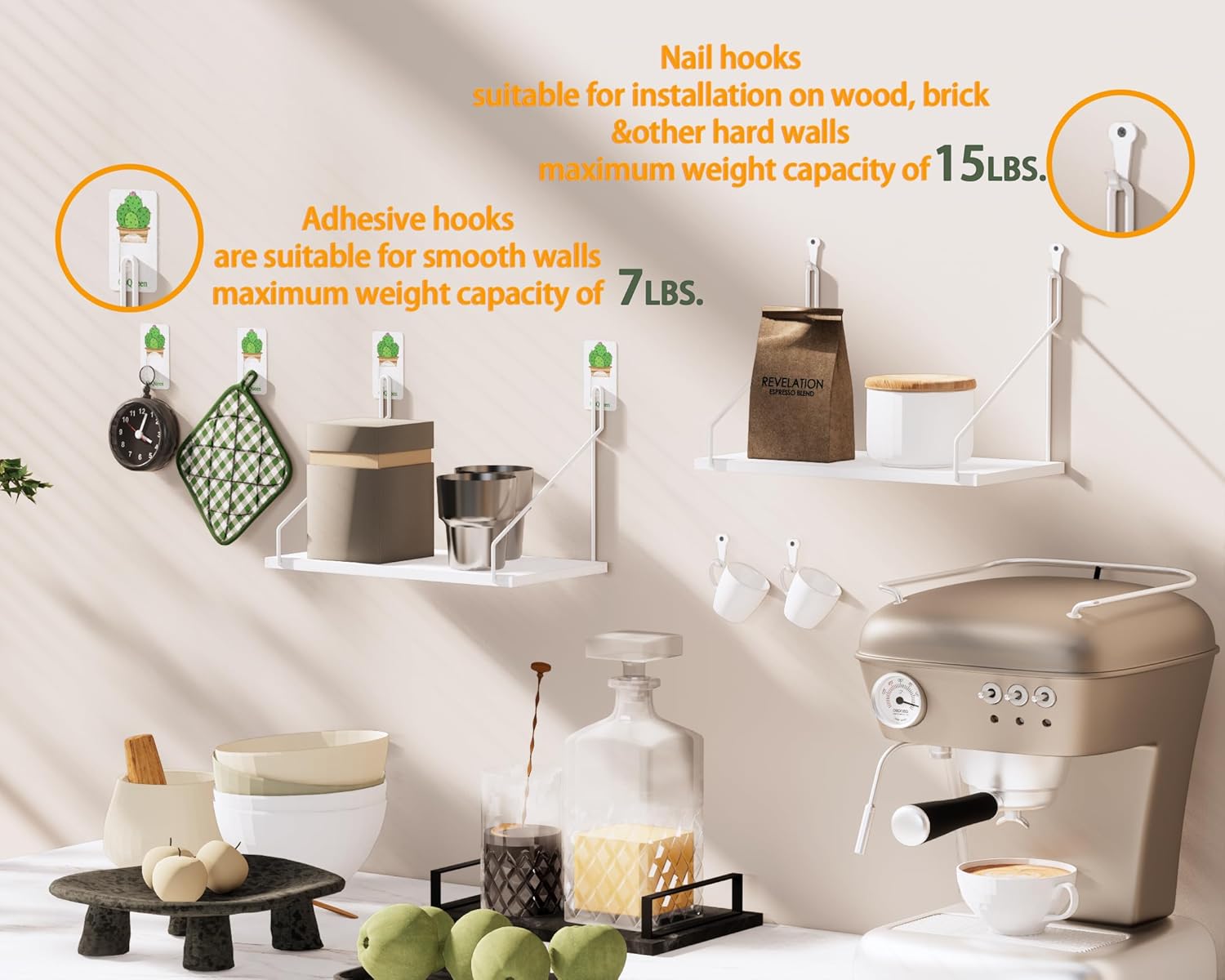 QsQueen Rustic Wood Floating Shelves Set of 3 White