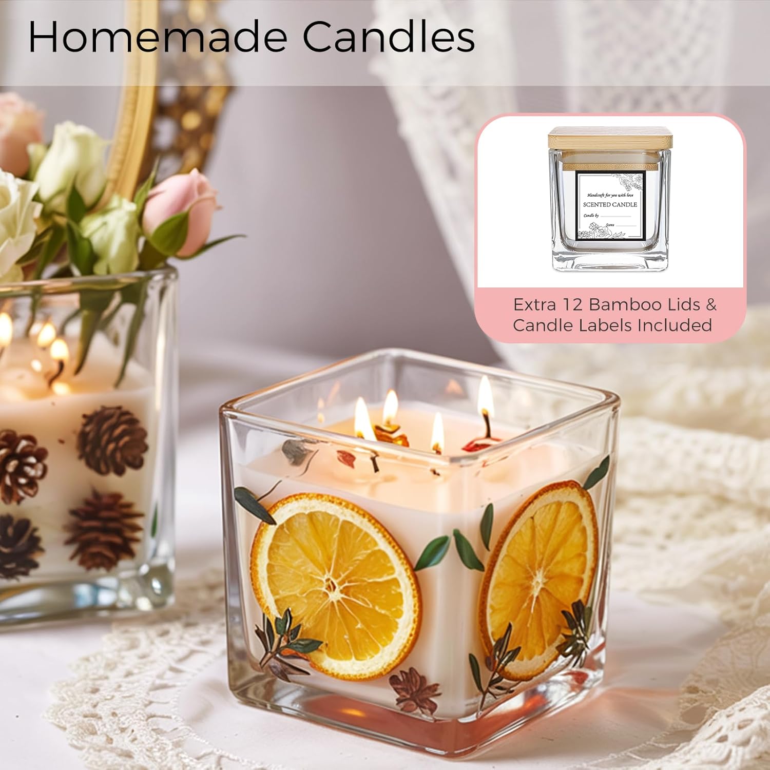 CONNOO 12 Pack Clear Square Glass Vases 3x3x3 for Centerpieces and Decor