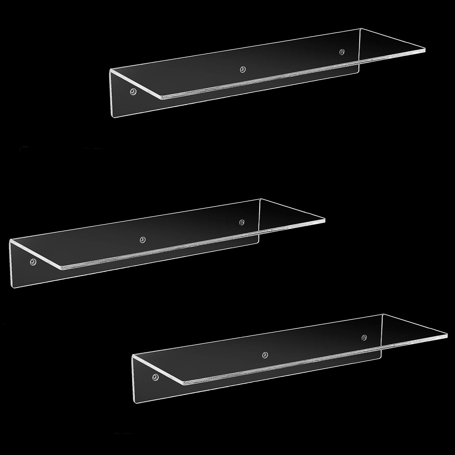 MyGift 17 Inch Clear Acrylic Floating Shelves Set of 3