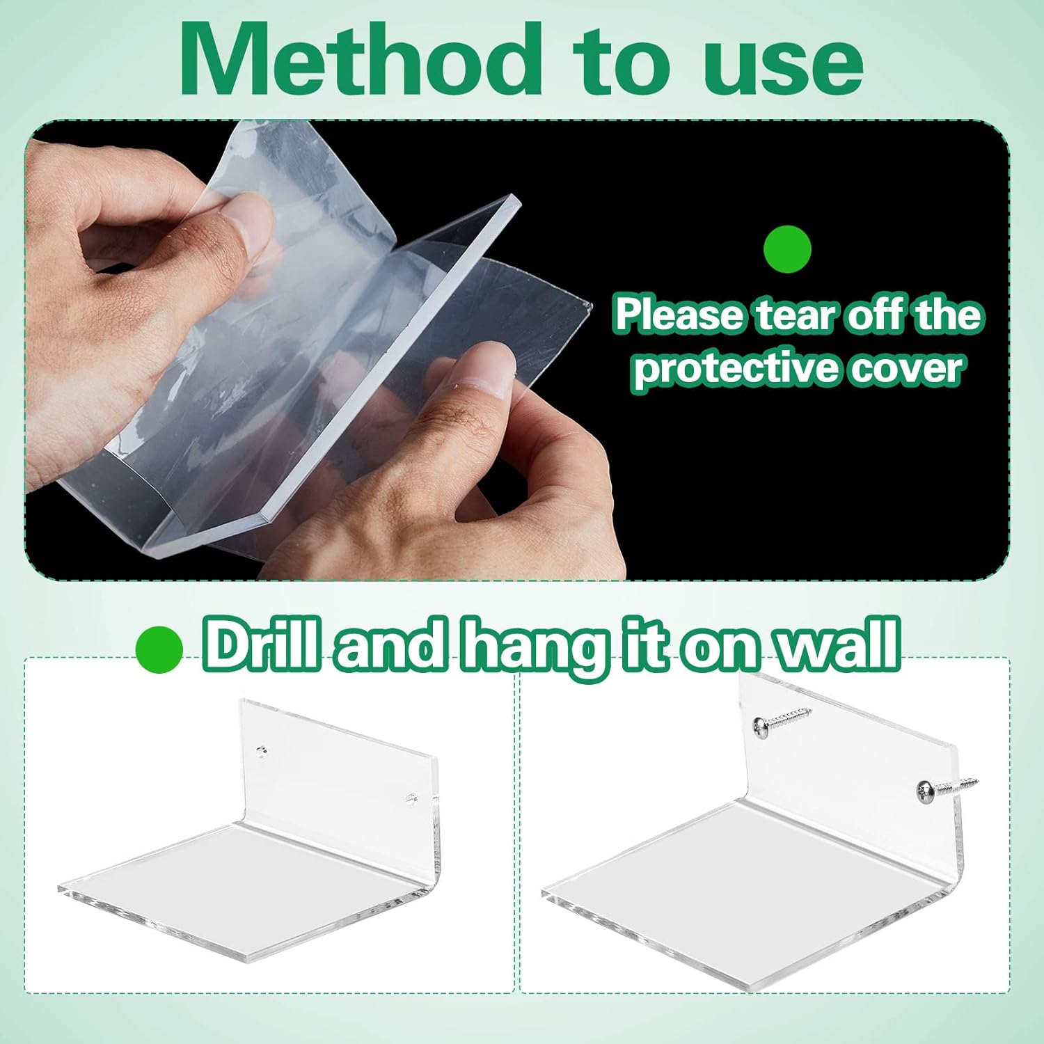 Juexica Small Acrylic Floating Shelves for Wall