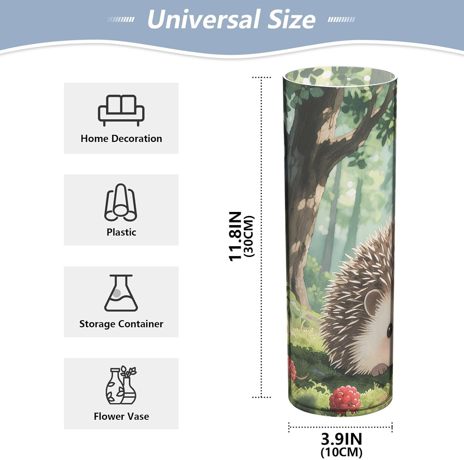 Cute Little Hedgehog Pattern Clear Vase 118 Inch Tall