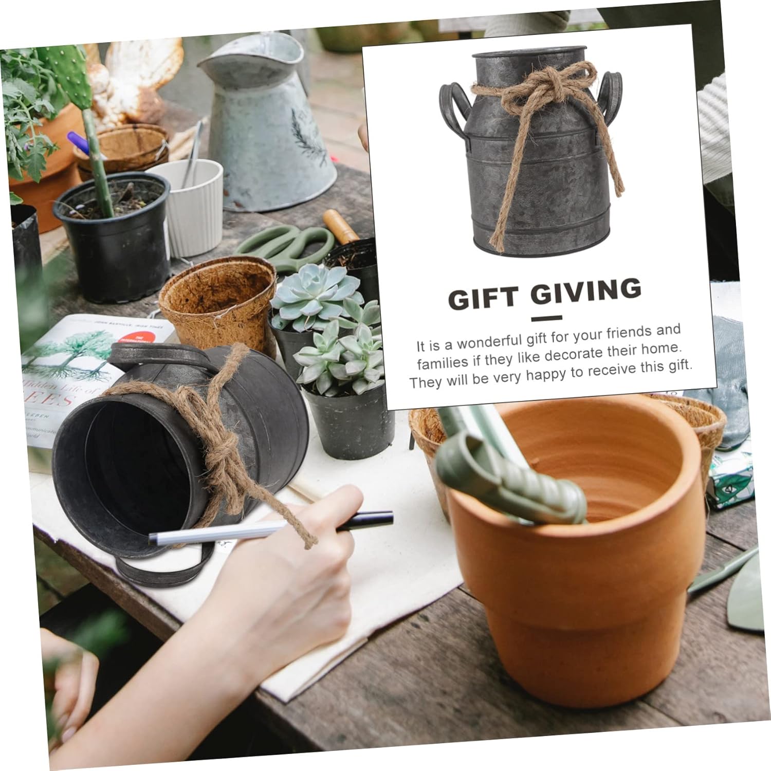 Vaguelly Vintage Iron Flower Bucket Rustic Decorative Vase