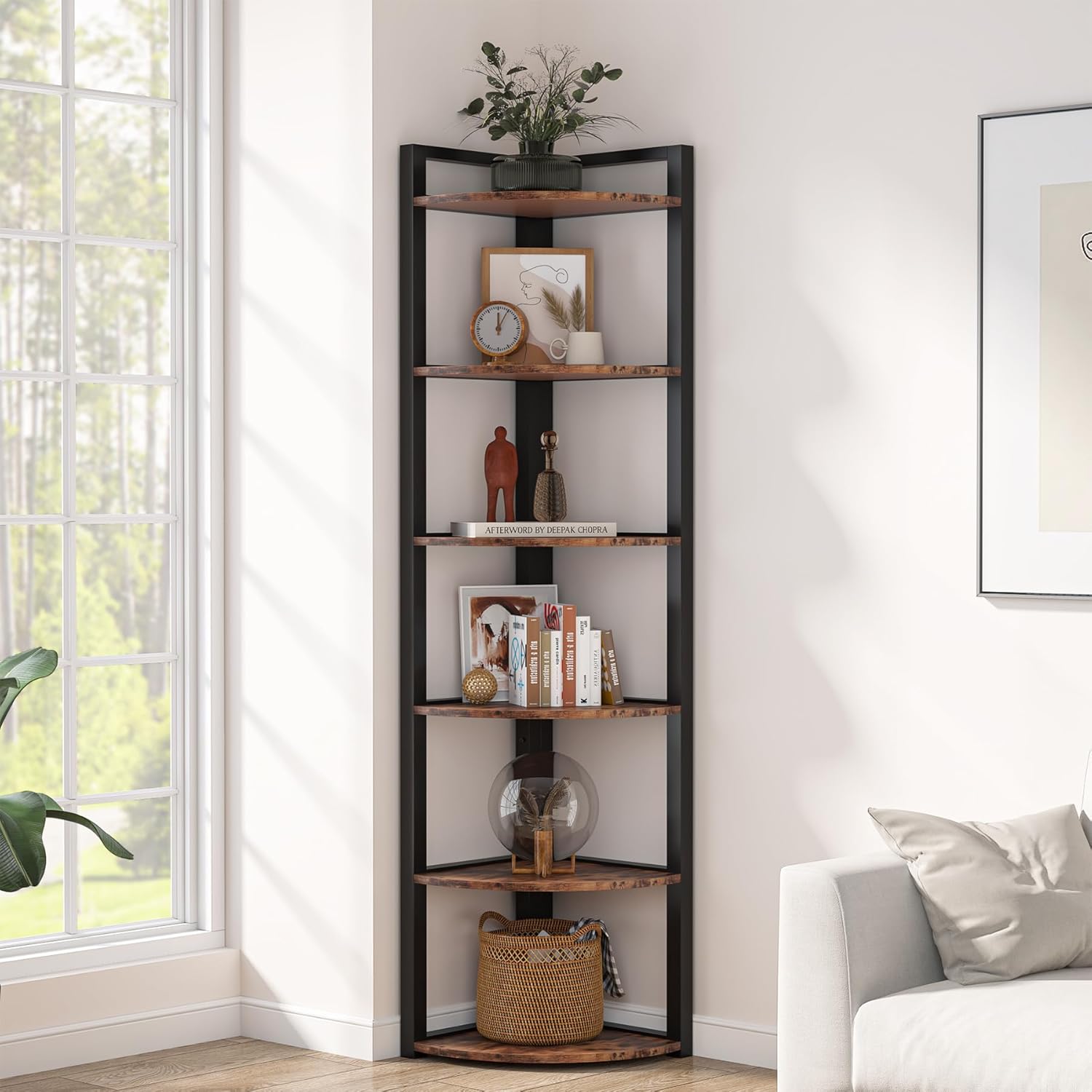 Tribesigns Corner Shelf 6 Tier Modern Bookcase