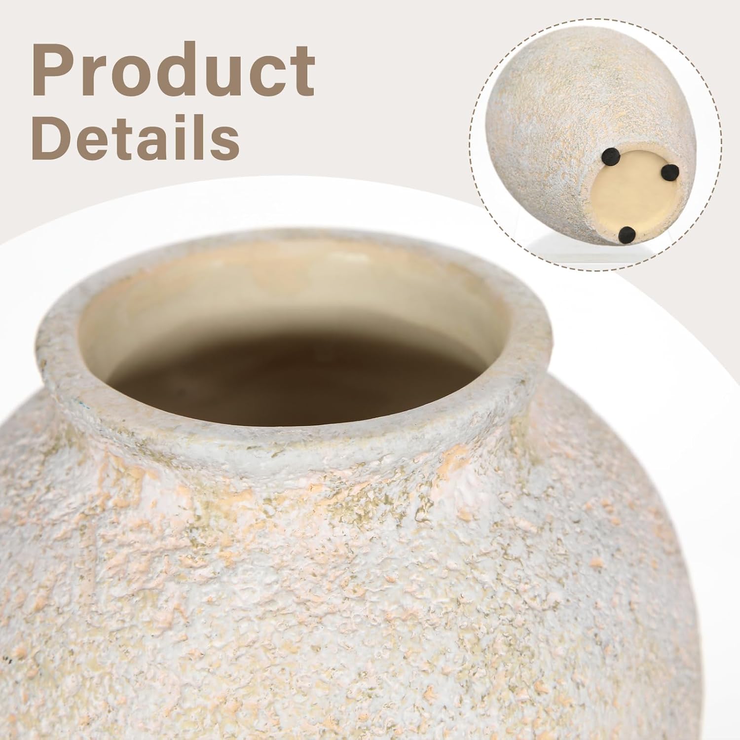 Rustic Ceramic Vase for Home Decor - 67 Inch Beige
