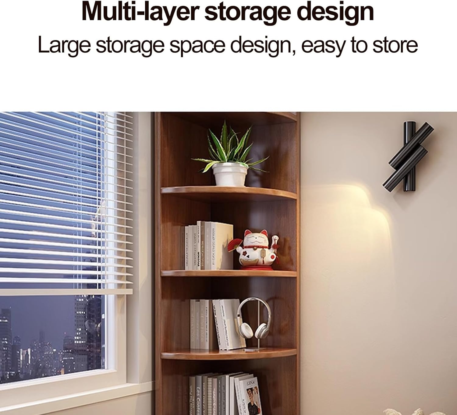 Modern 4 Tier Corner Bookshelf 47 Tall Wood Shelf