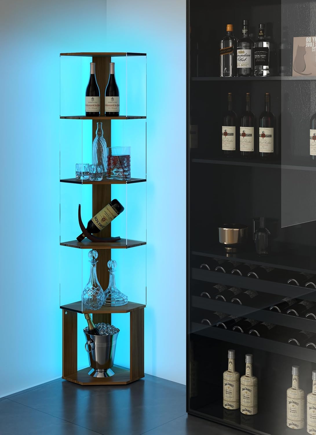 Quikraen 6 Tier Corner Shelf with LED Light