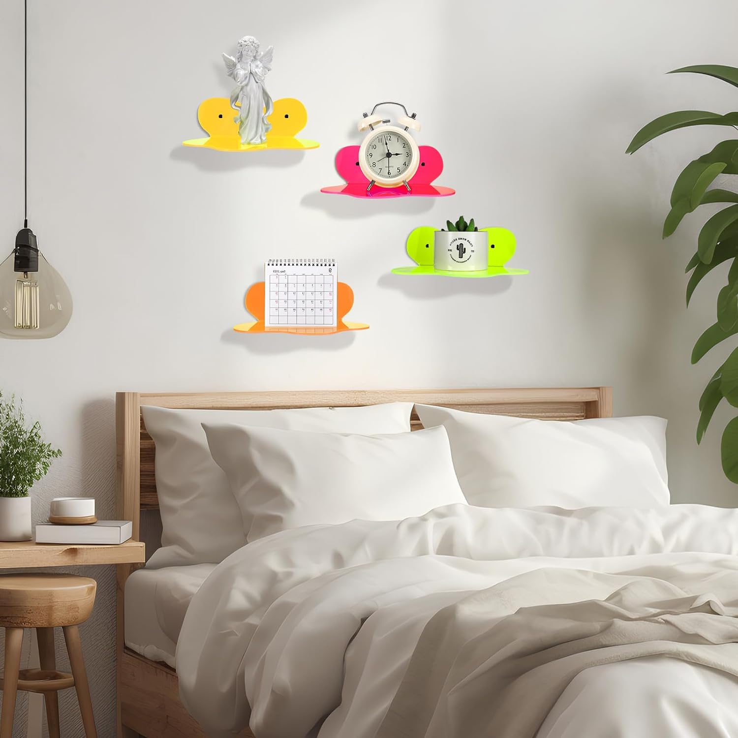 Soaoo 4 Pack Neon Floating Shelves for Display Storage
