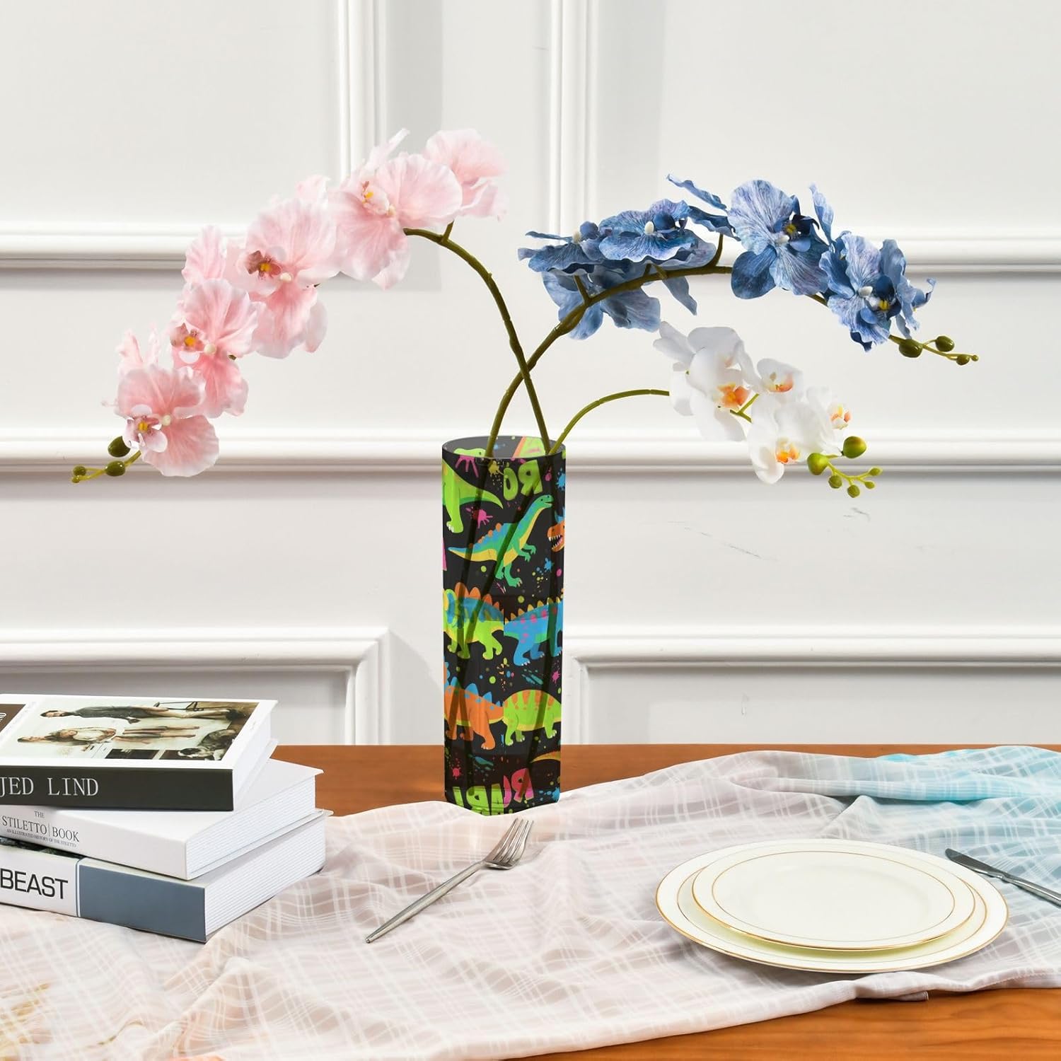 Roaring Dino Flower Vase with Fluorescent Design
