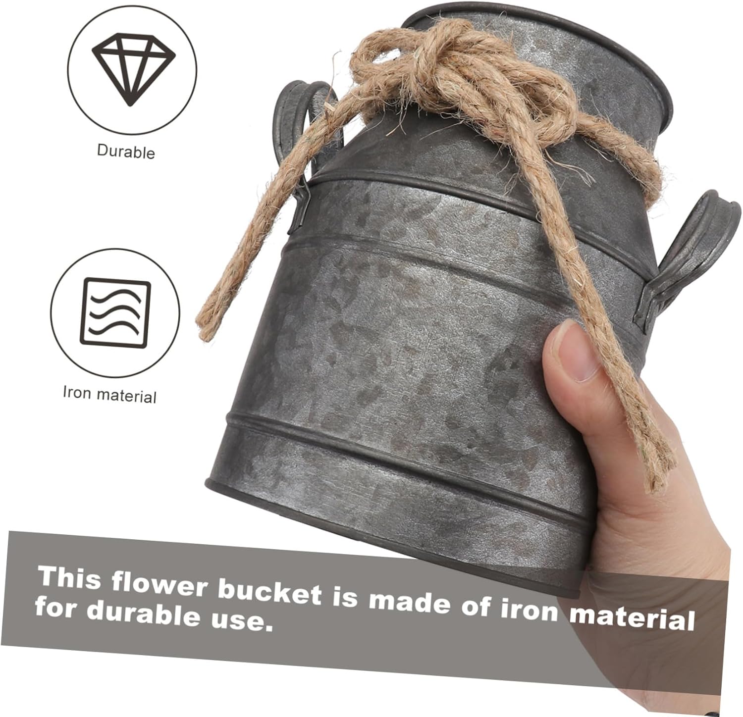 Vaguelly Vintage Iron Flower Bucket Rustic Decorative Vase