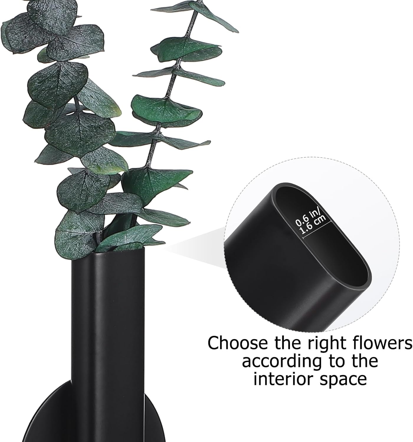 Toddmomy Wall Mounted Flower Tube Black Metal Vase