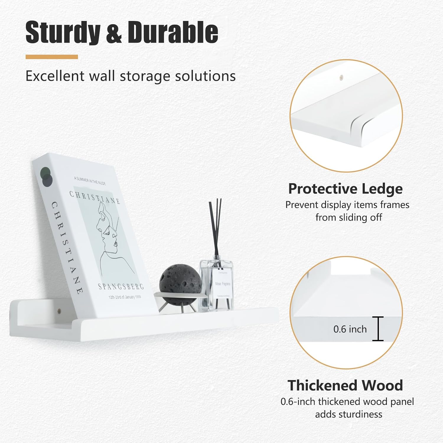 White Floating Shelves for Wall 24 Inch