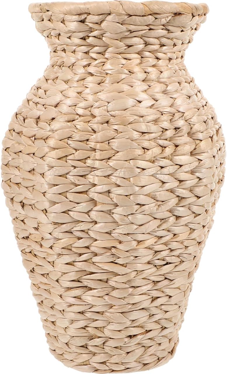 VOSAREA Woven Grass Flower Vase with Rattan Design for Home and Wedding Decor