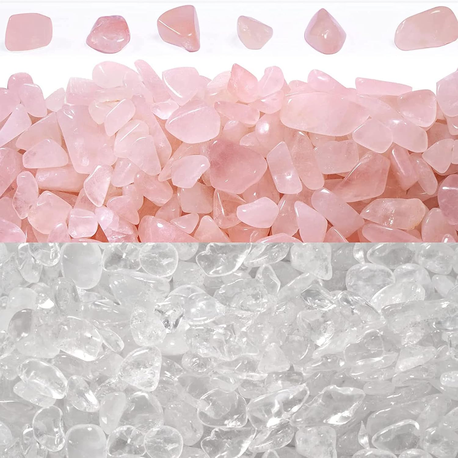 Ideayard Rose Quartz Crystal Chips 2LB Natural Healing Stones