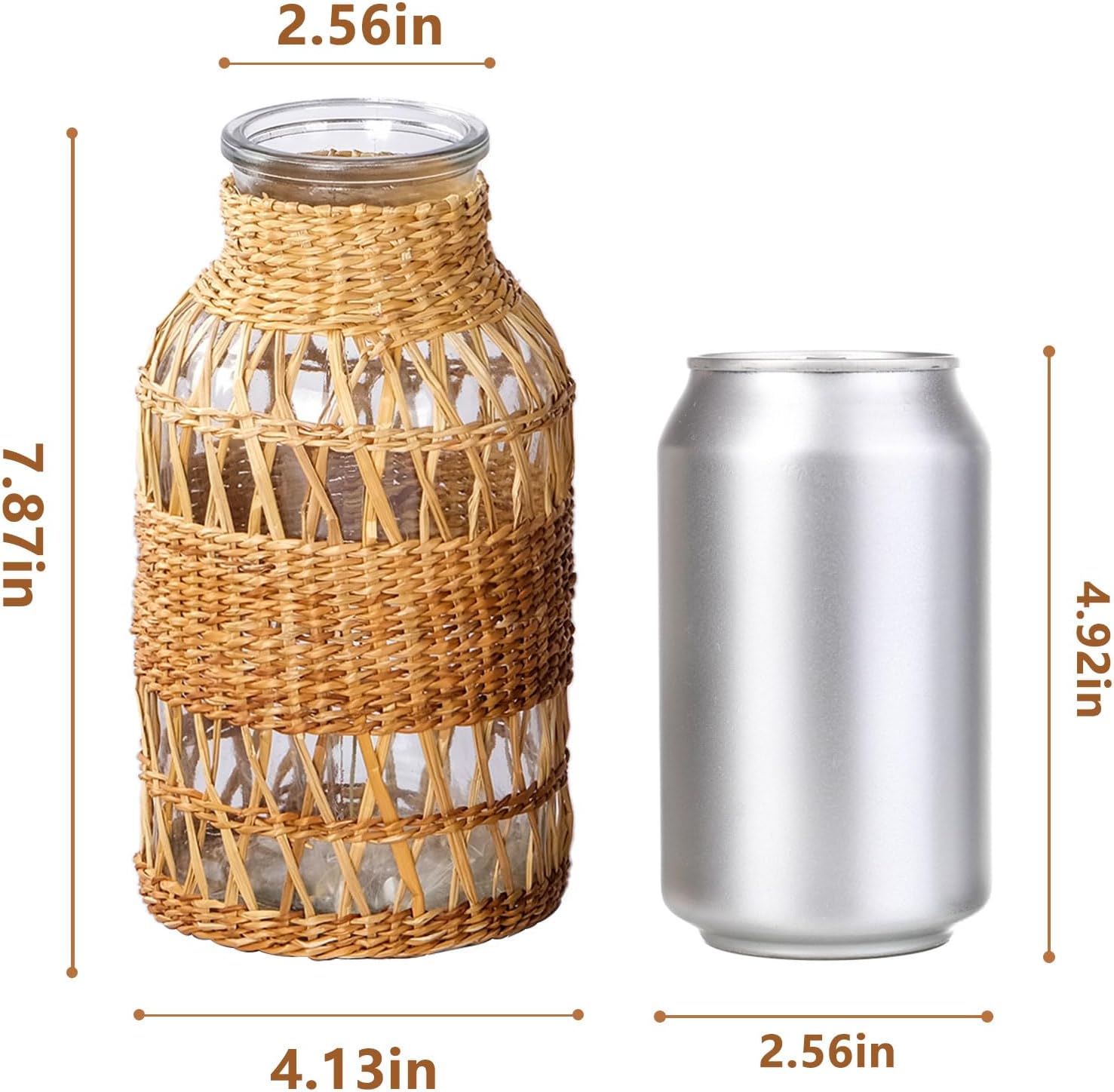 WHJY Boho Vase - Large Rattan Covered Glass Jar for Home Decor