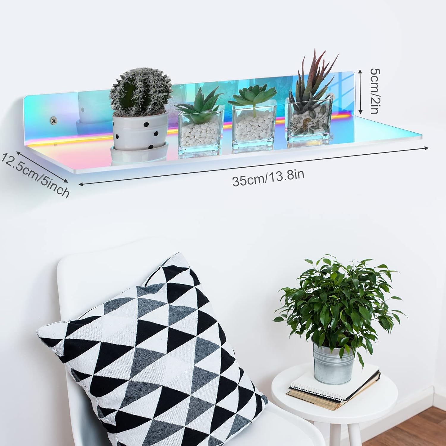 Iridescent Acrylic Floating Shelves 4 Pieces