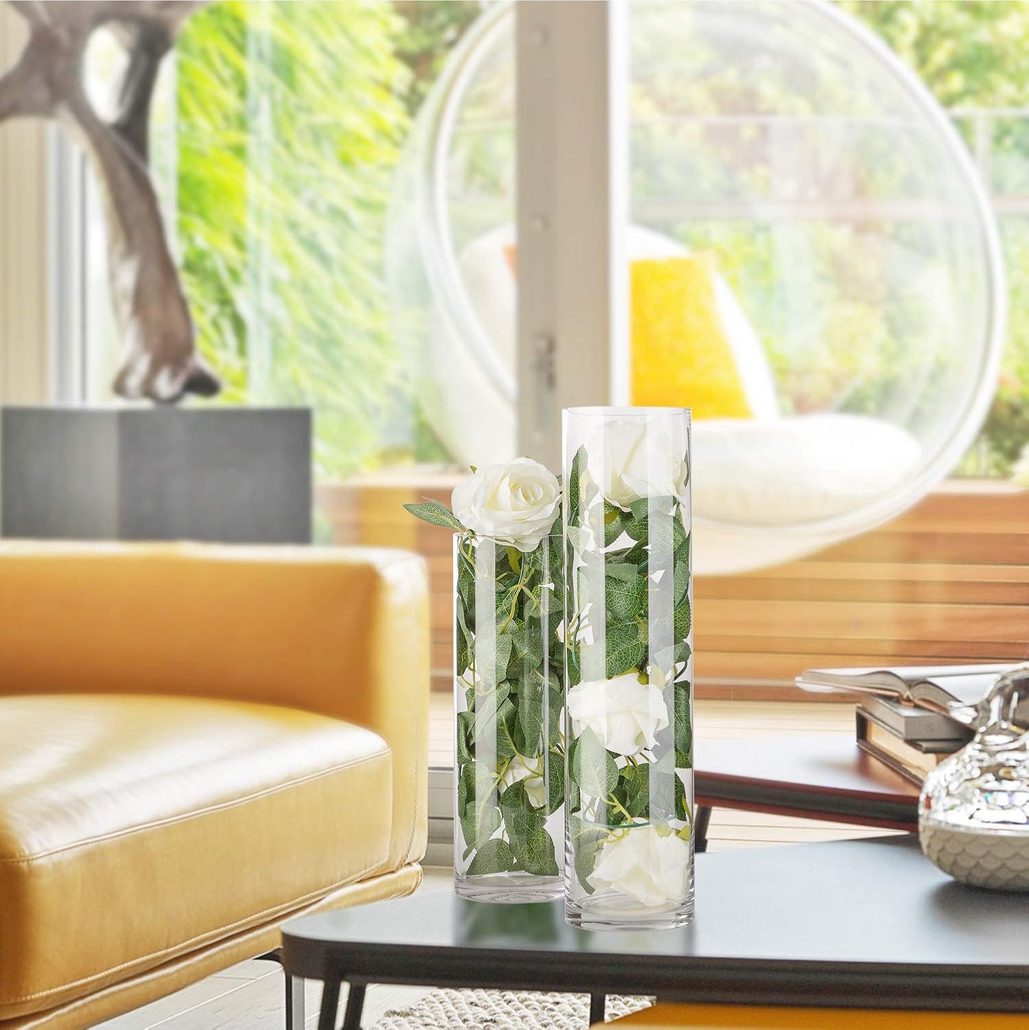 WGVI Glass Cylinder Vase 4x16 Tall for Centerpieces