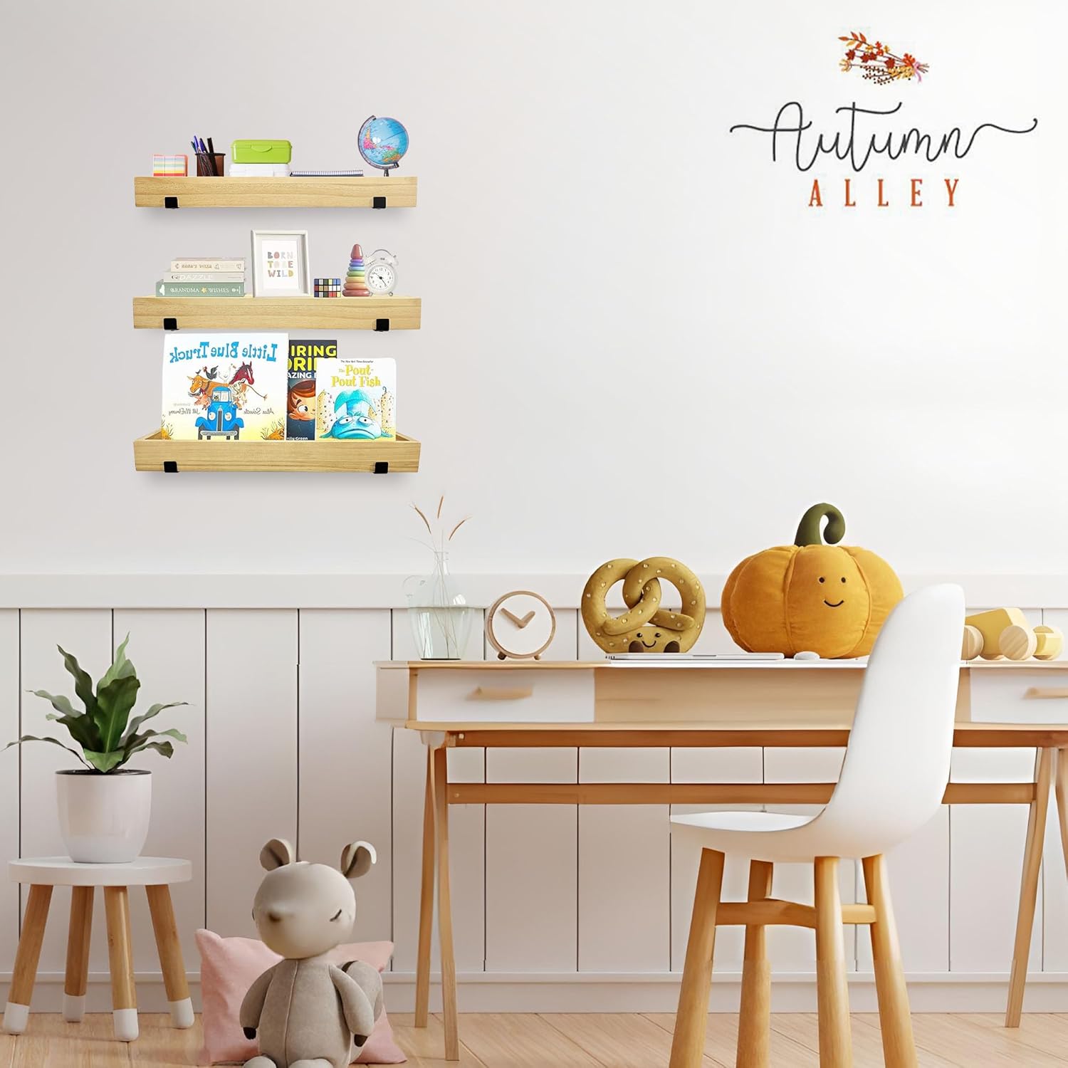 Autumn Alley 3-Tier Floating Wood Shelves Set