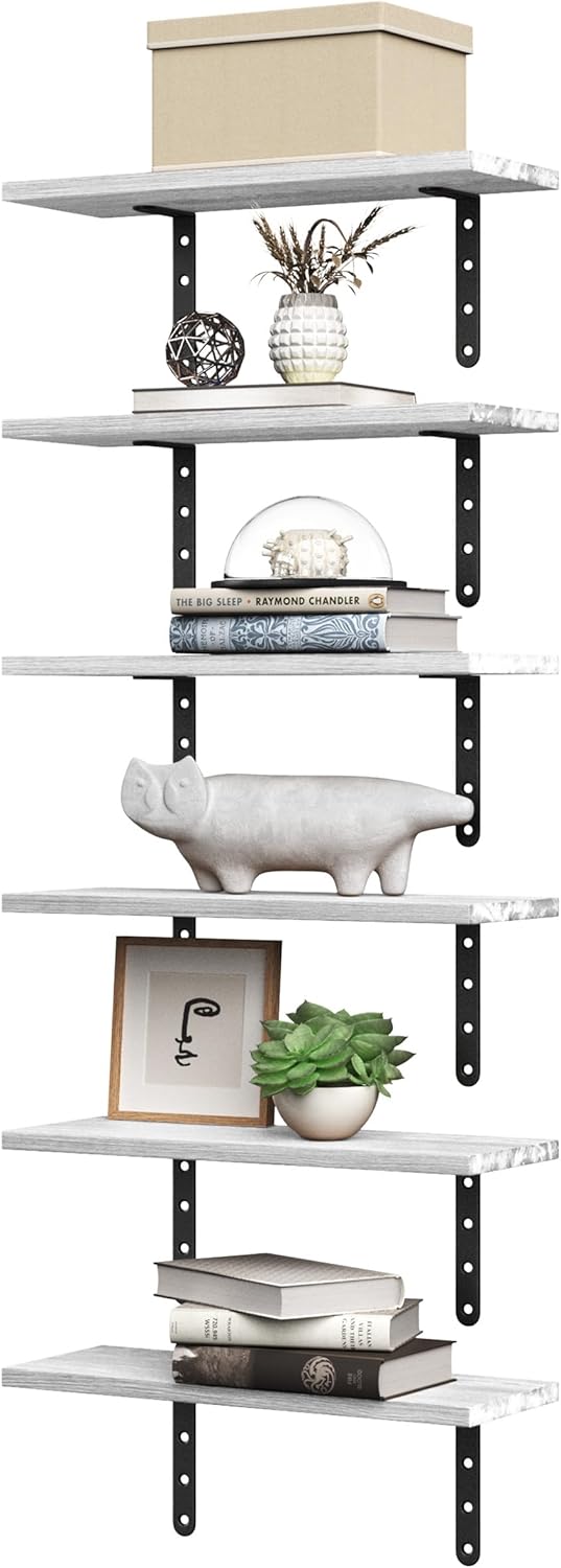 Lavish Home Set of 6 Floating Shelves White