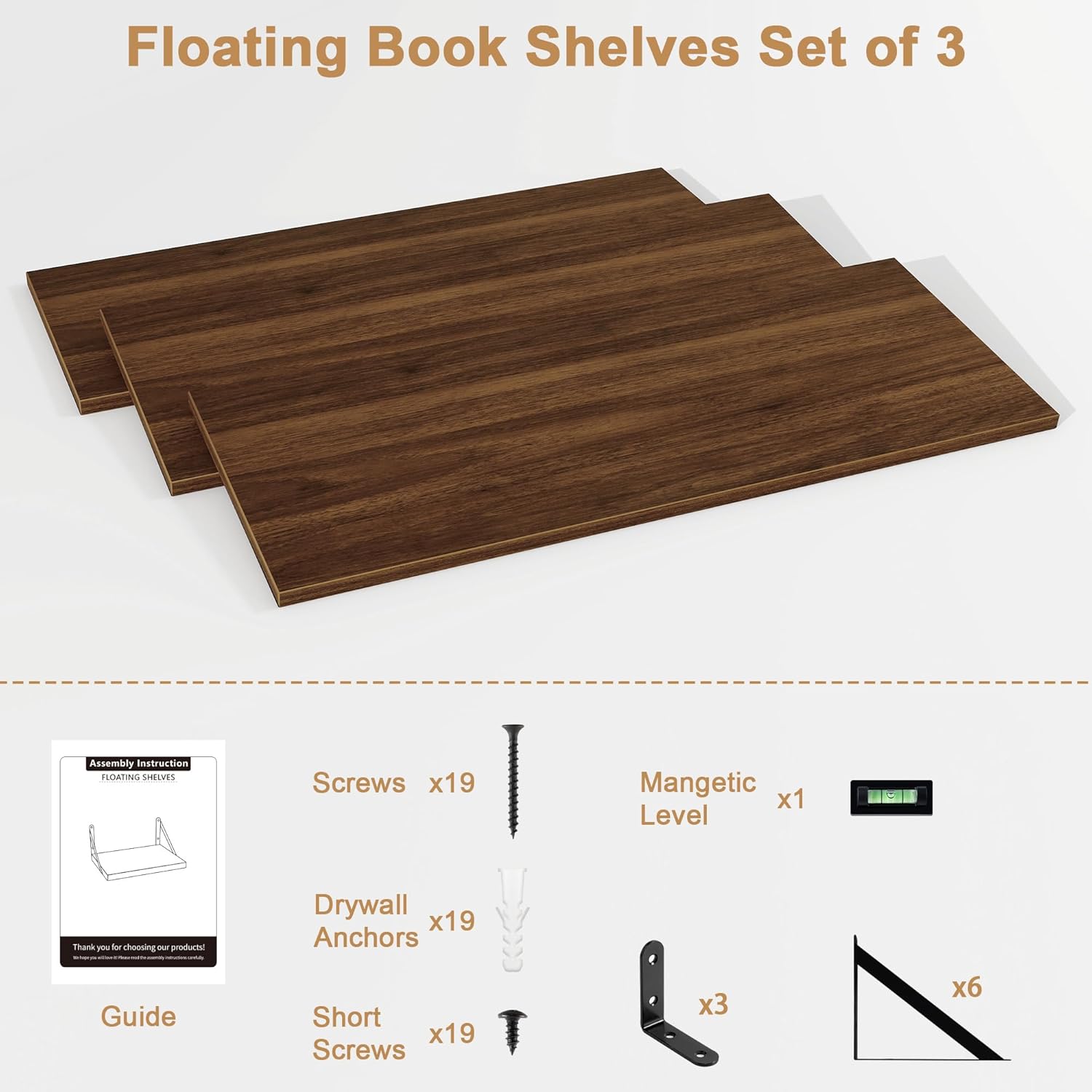 Fun Memories 3-piece 40-inch Floating Bookshelf Set