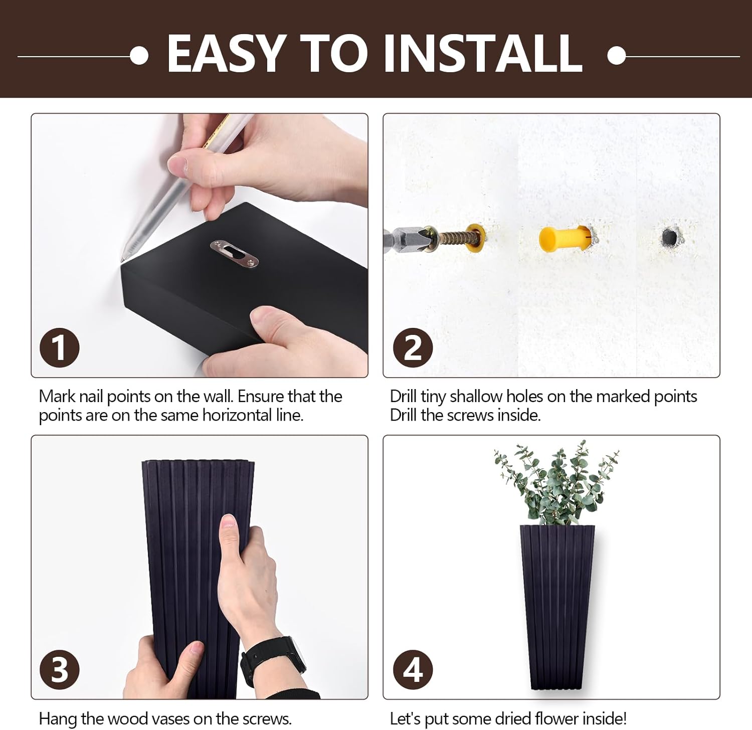 2PCS Modern Farmhouse Wall Planters for Dried Flowers and Artificial Plants