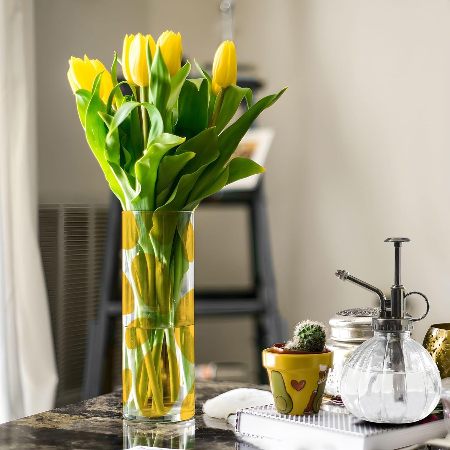 Yellow Spots Plastic Hurricane Flower Vase 118 x 39 Inch