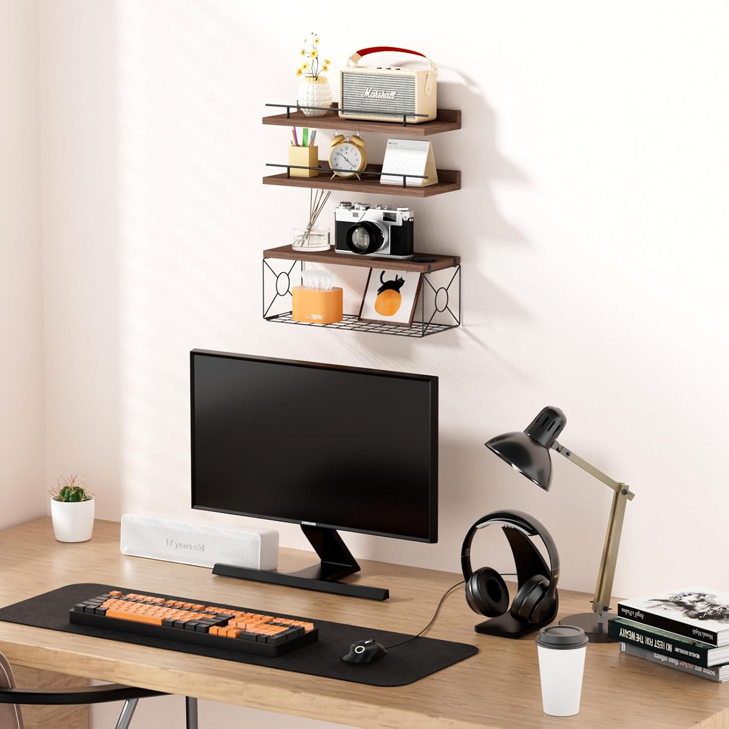Floating Shelf Set of 3 for Wall Dcor Brown
