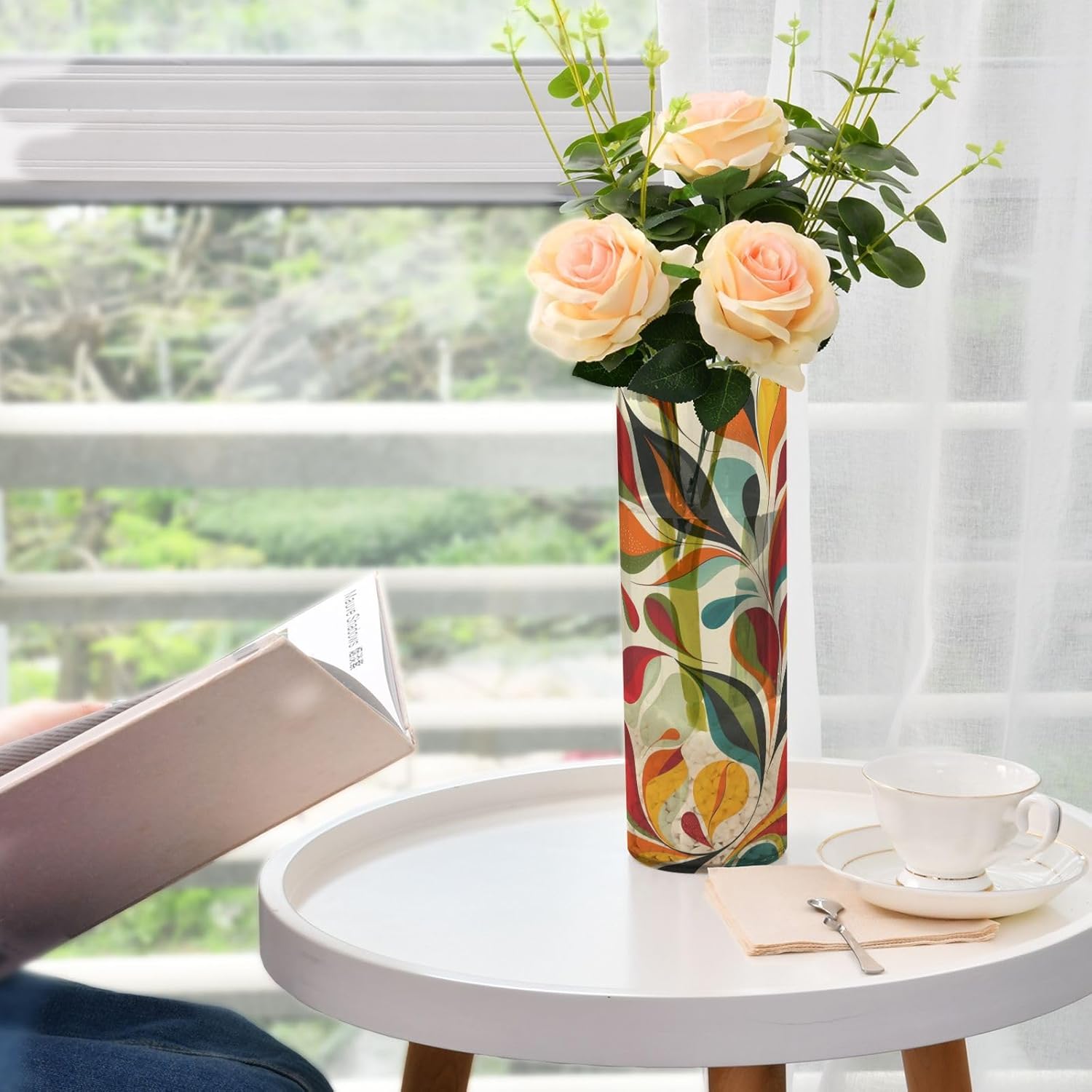 Colorful Swirls Leaves Hurricane Floating Candle Holder 118 x 39 Inch