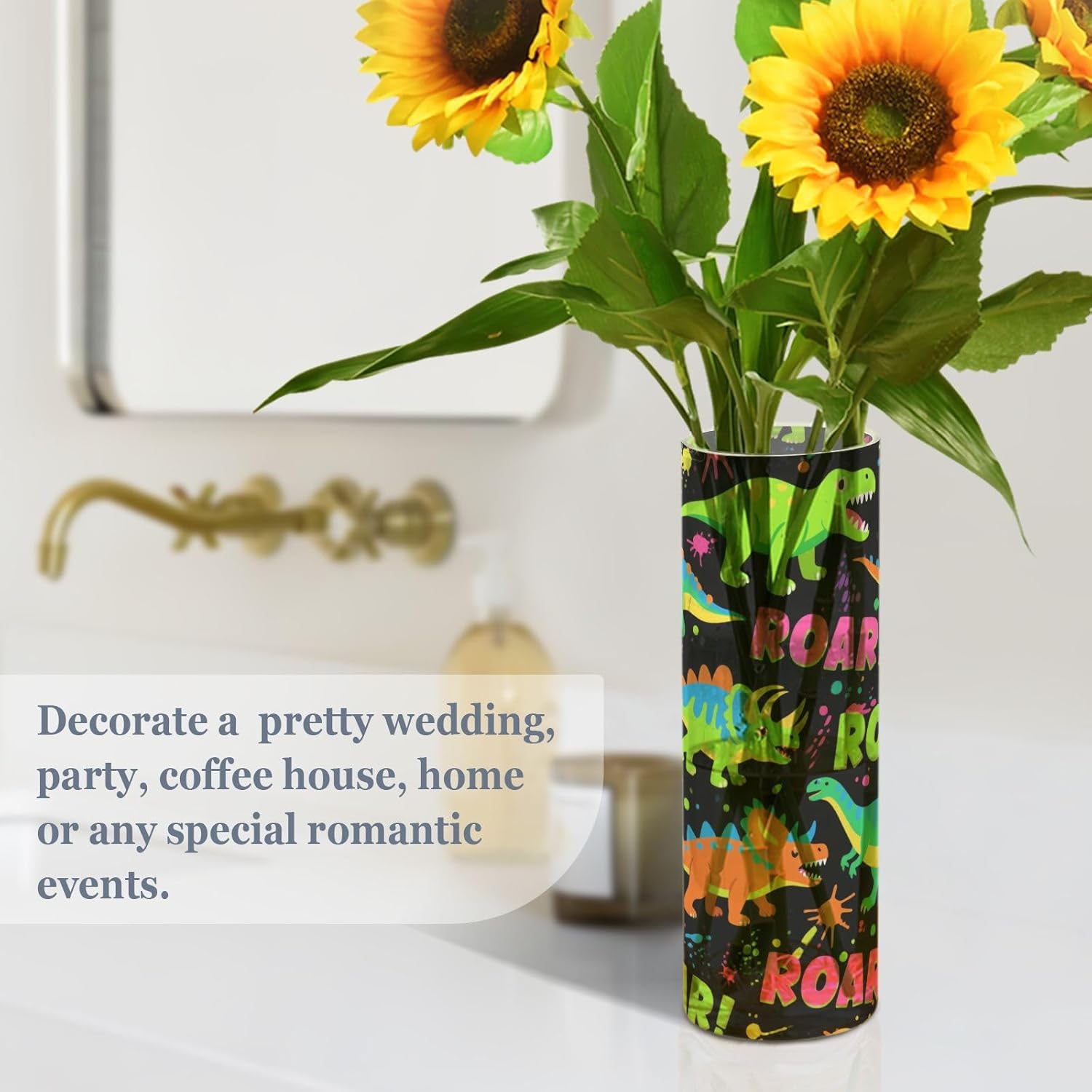 Roaring Dino Flower Vase with Fluorescent Design