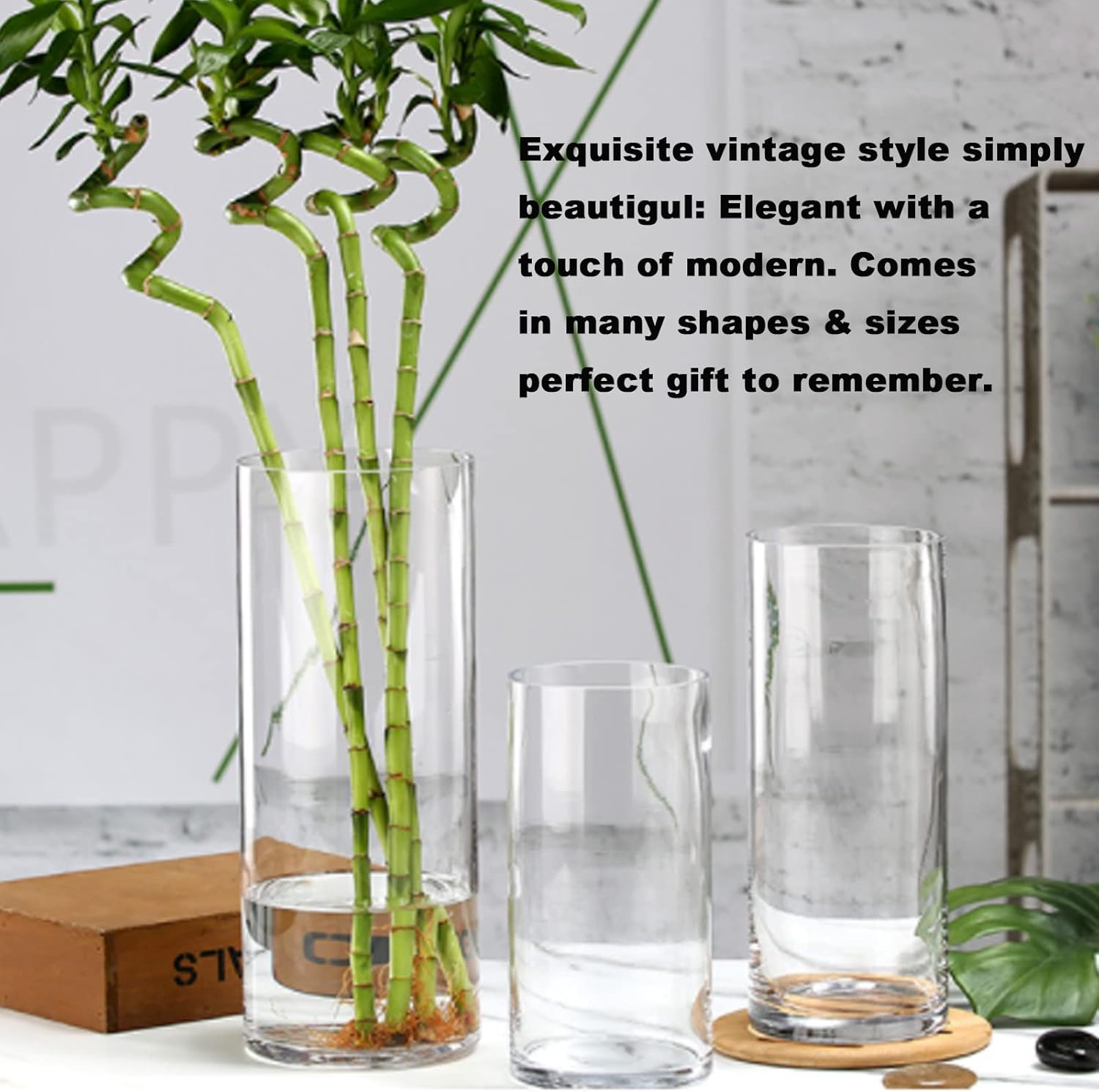 Clear Cylinder Vase Set 6Pcs for Centerpieces and Decorations