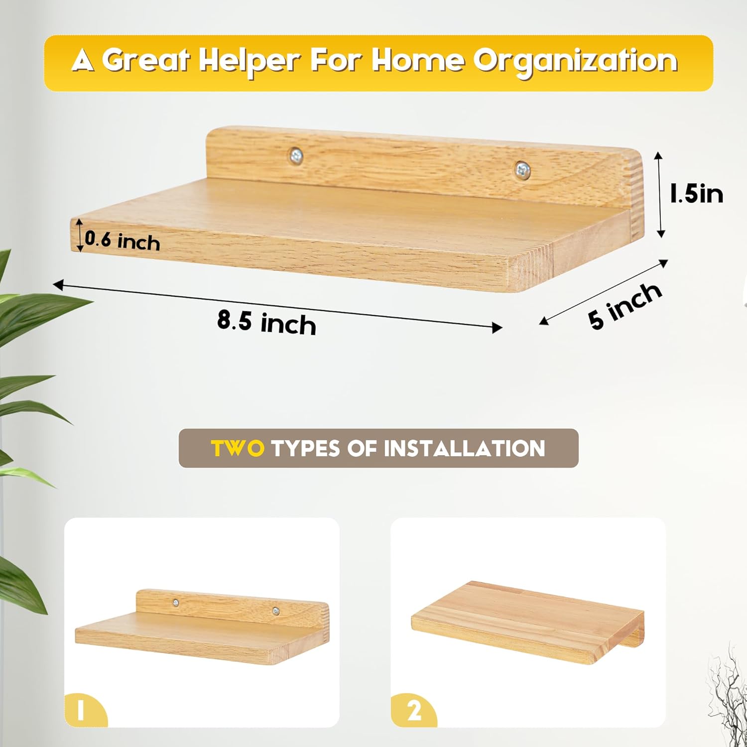 Small Floating Shelves Set of 3 5x85 Inch Wood Wall Decor