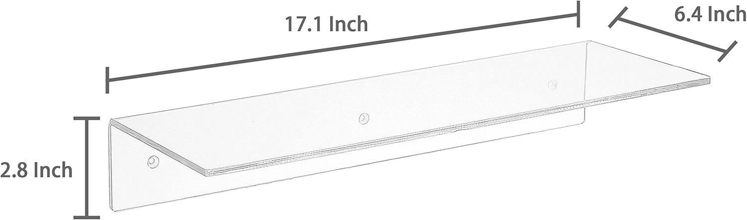 MyGift 17 Inch Clear Acrylic Floating Shelves Set of 3