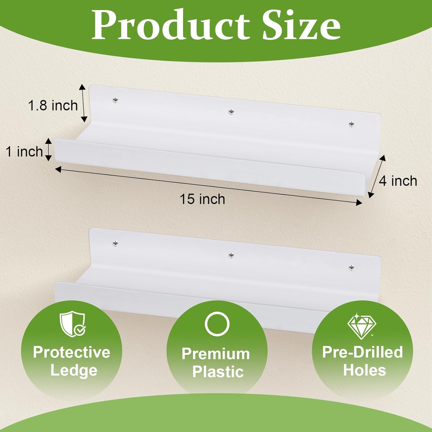 4pcs Floating Shelves Wall Mount White Acrylic Bookshelf