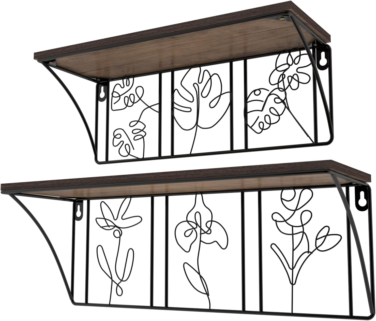 QUTREY Floating Shelves Set of 2 Minimalist Metal Abstract Decor for Living Room and Bedroom