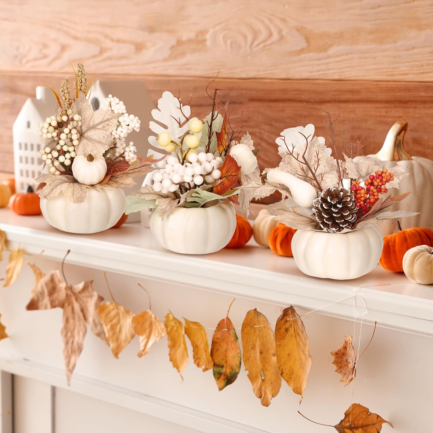 3 Pcs 9 Inch Artificial Pumpkins Fall Decor Centerpieces