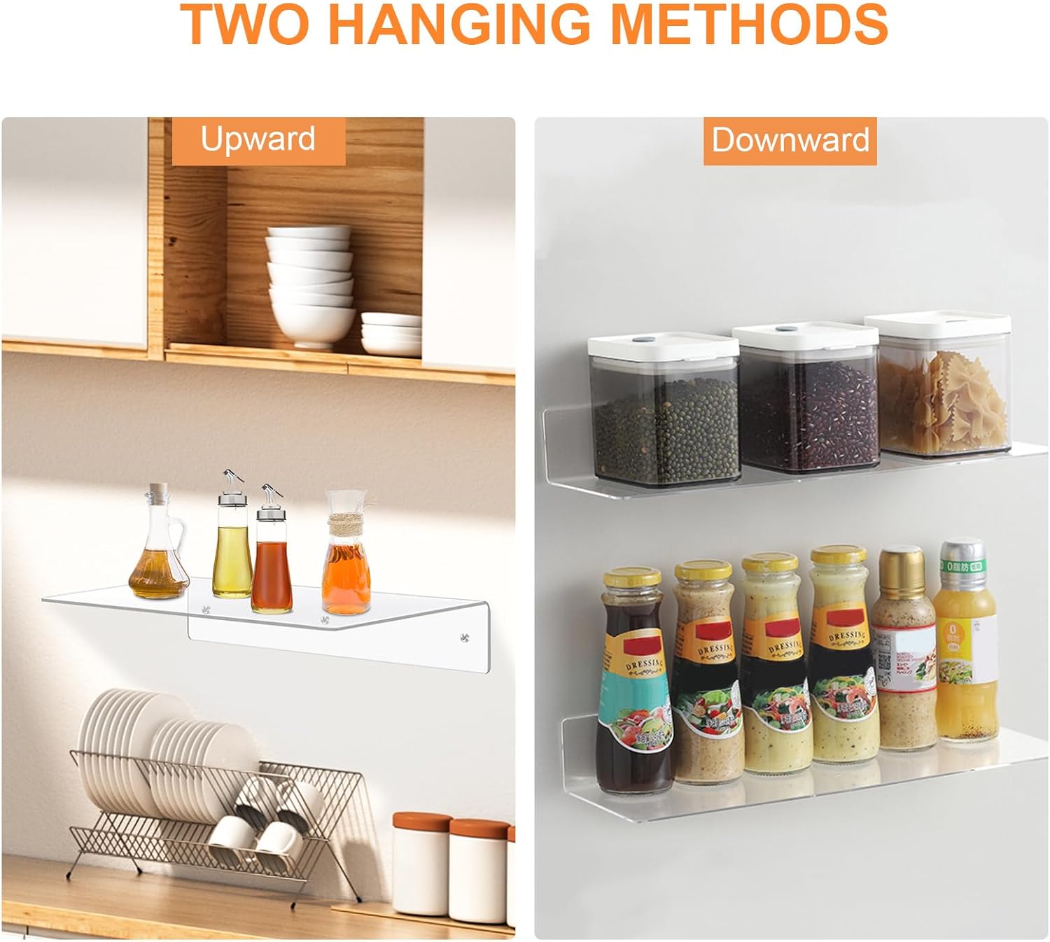 8Pcs Clear Acrylic Floating Shelves Wall Mounted for Home Decor