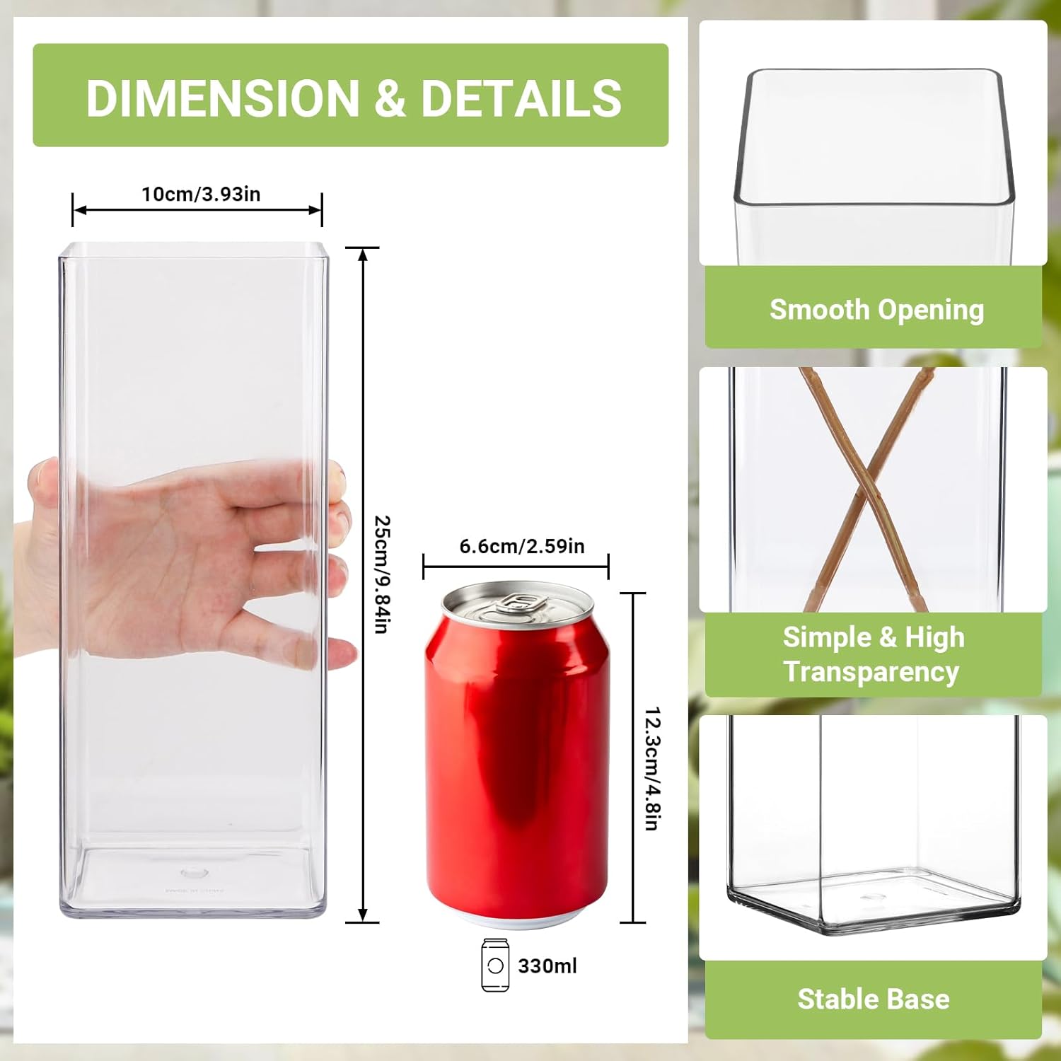 Suream Acrylic Vases for Centerpieces 4 W x 10 H