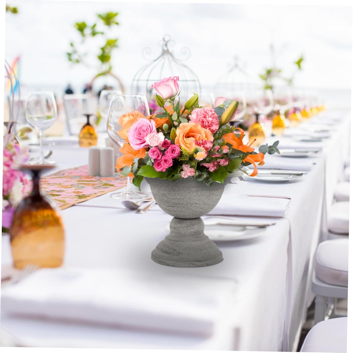 POPETPOP Vintage Metal Flower Vase for Dried and Fresh Flowers