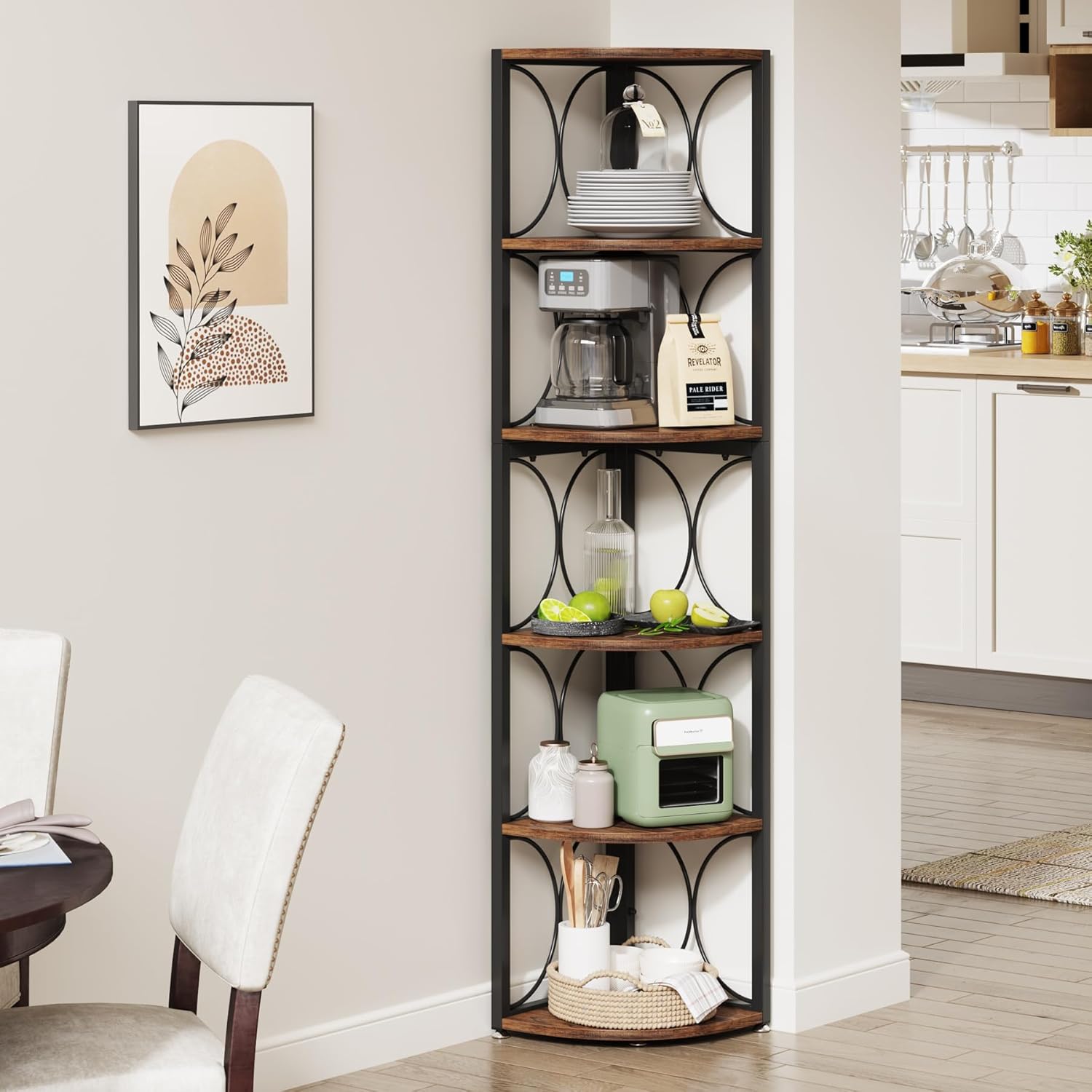 Tribesigns 67 Inch Tall Corner Shelf 6 Tier Bookcase