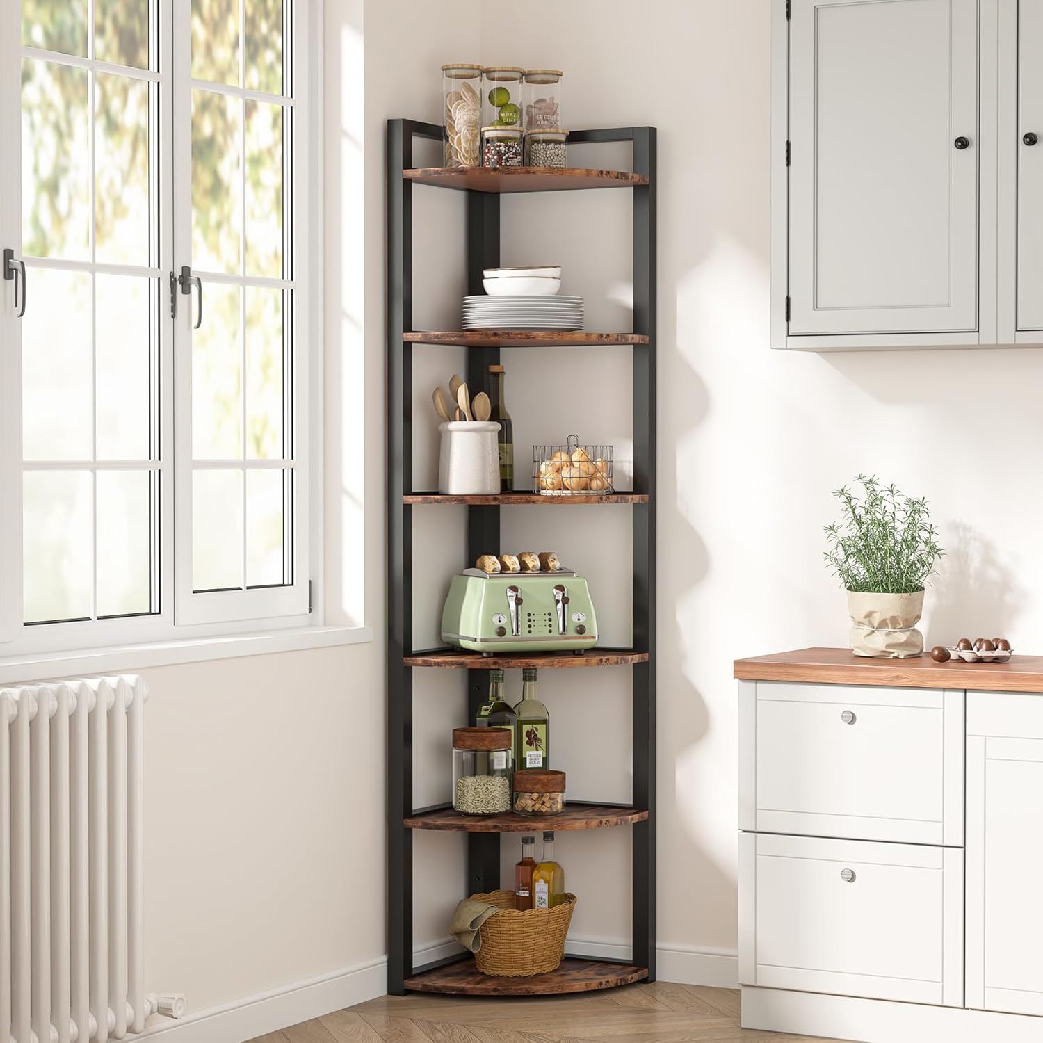 Tribesigns Corner Shelf 6 Tier Modern Bookcase