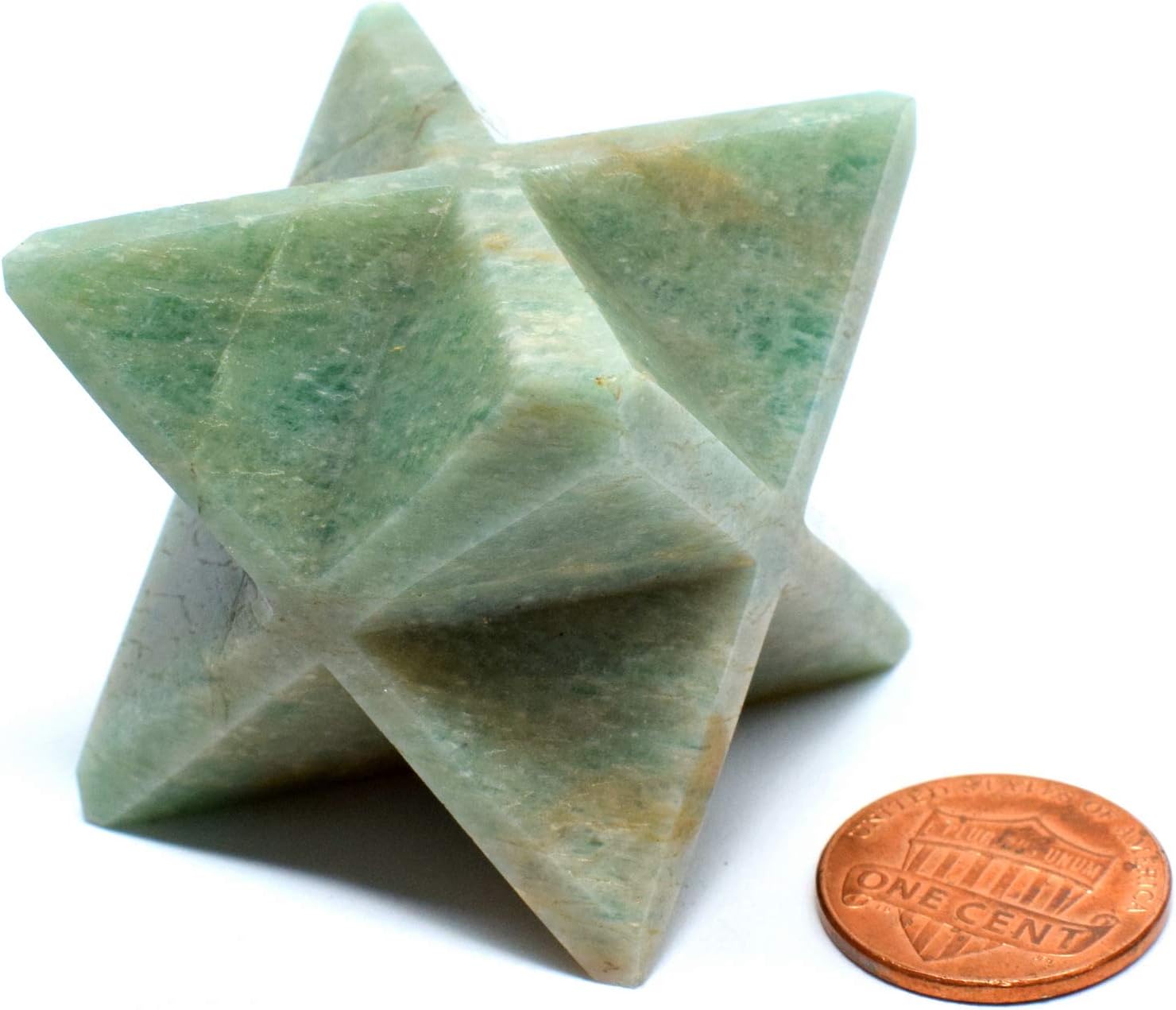 24 Inch Green Amazonite 8 Point Star with Clear Quartz Cabochon