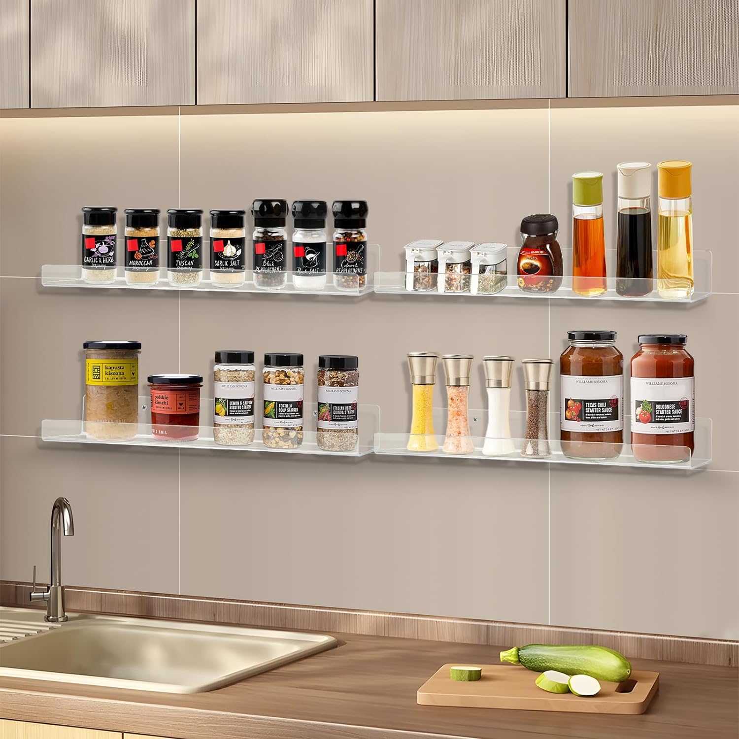 Boxalls Acrylic Clear Floating Shelves 4 Pack