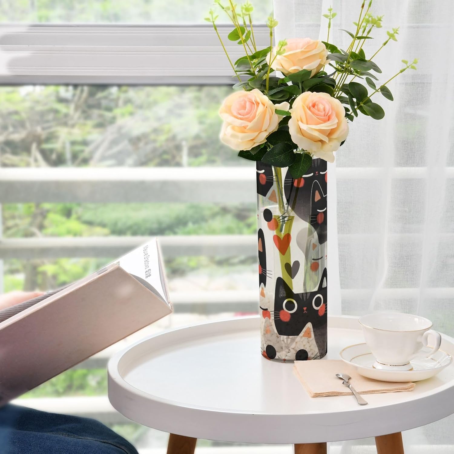 Cartoon Cute Cats Flower Vase with Floating Candle Holder
