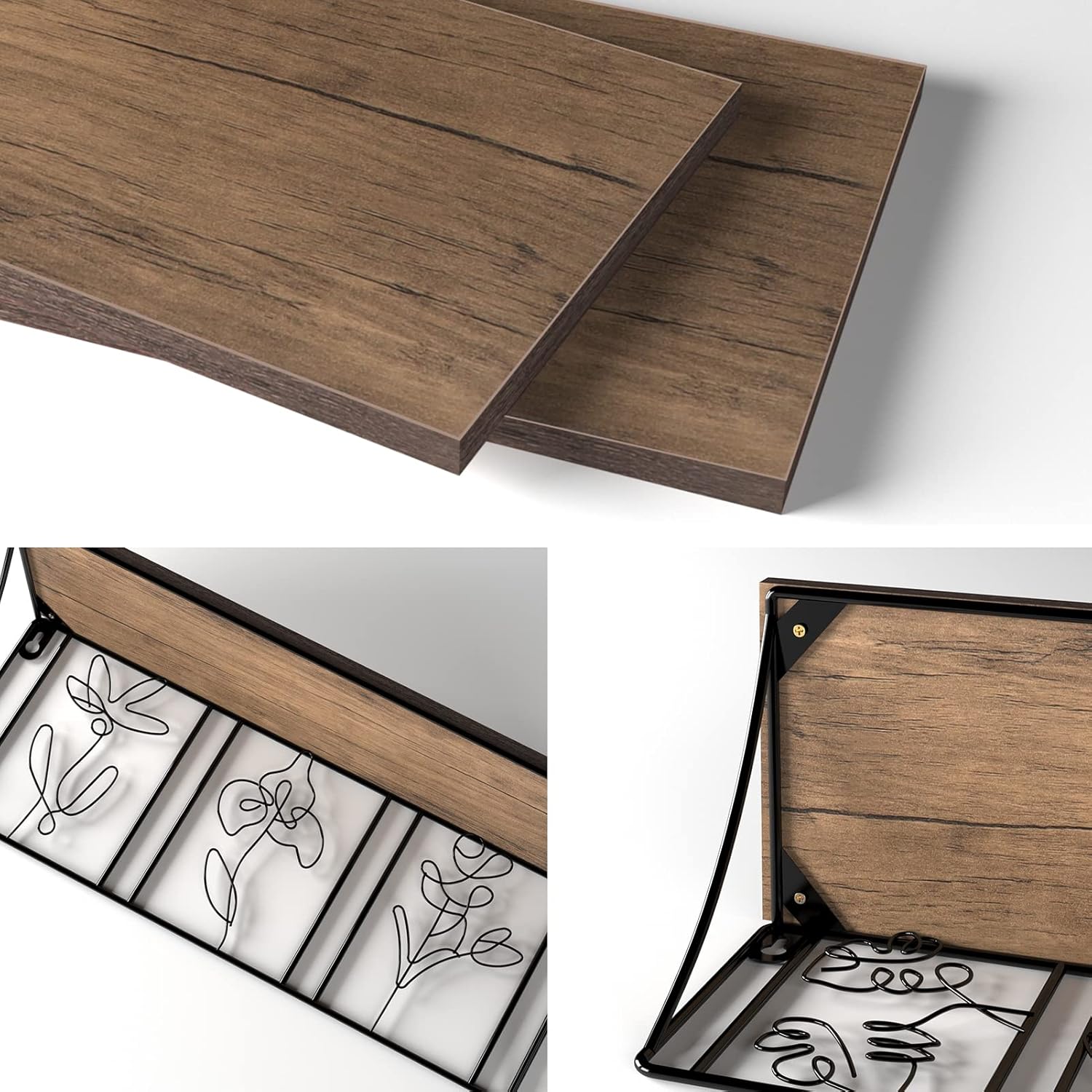 QUTREY Floating Shelves Set of 2 Minimalist Metal Abstract Decor for Living Room and Bedroom