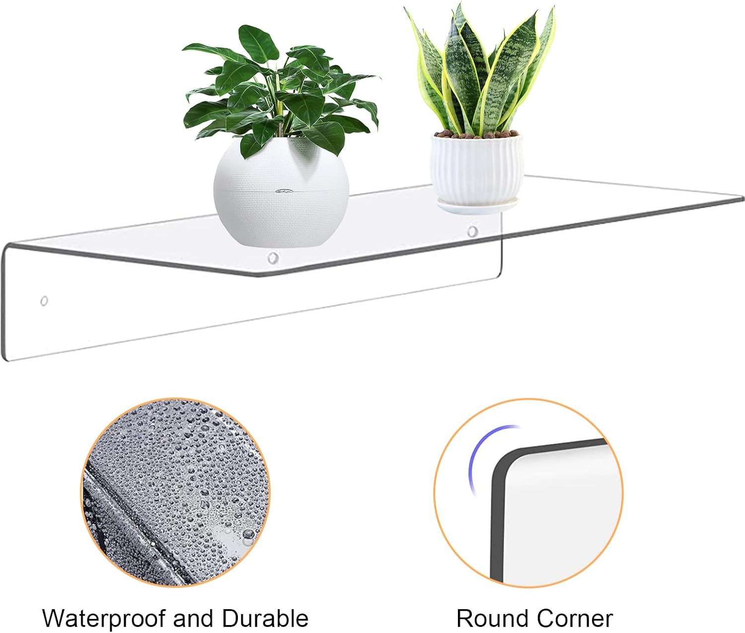 8Pcs Clear Acrylic Floating Shelves Wall Mounted for Home Decor