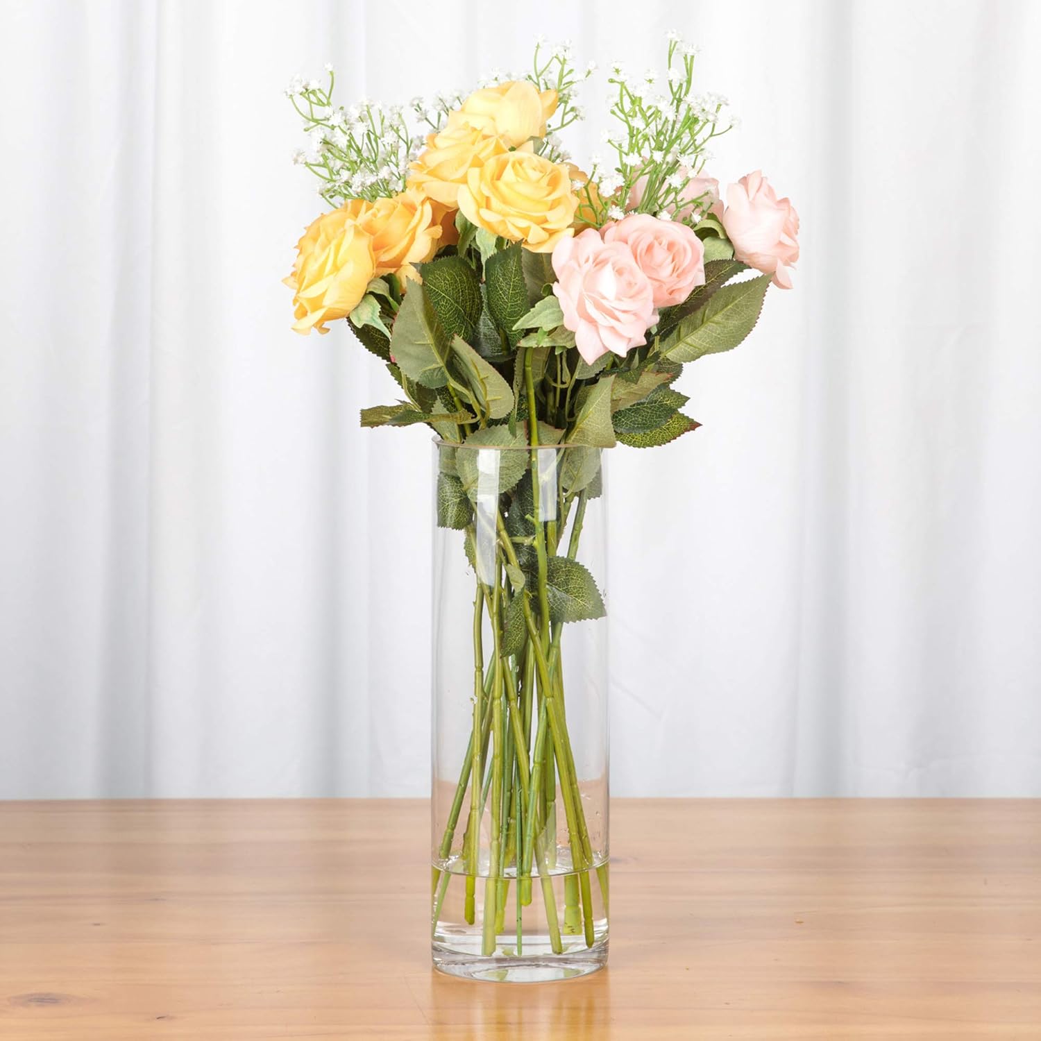 WGVI Quality Thick Weighted Clear Cylinder Glass Vases 6 Pcs