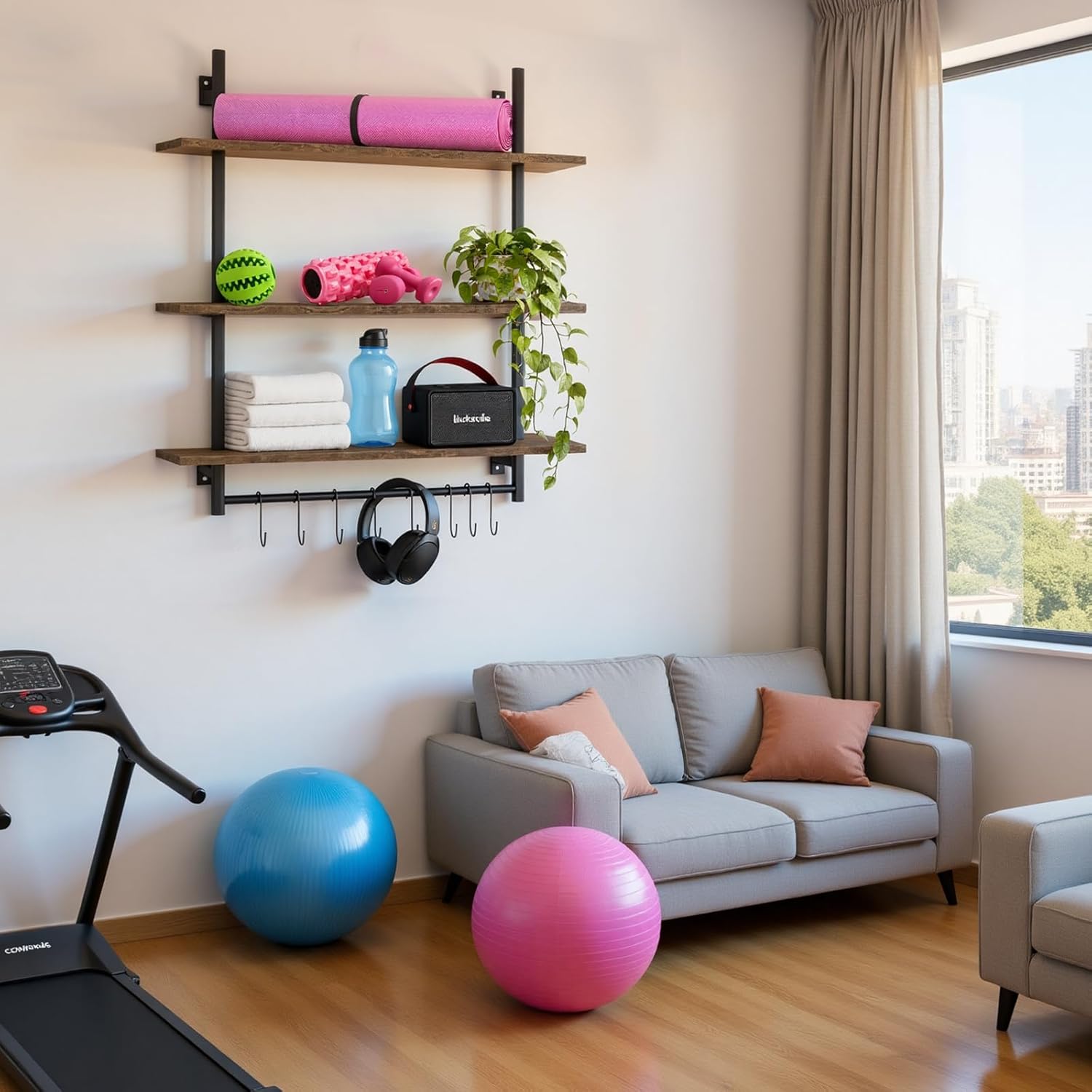 3 Tier Floating Wall Shelves with Towel Bar for Kitchen and Bathroom