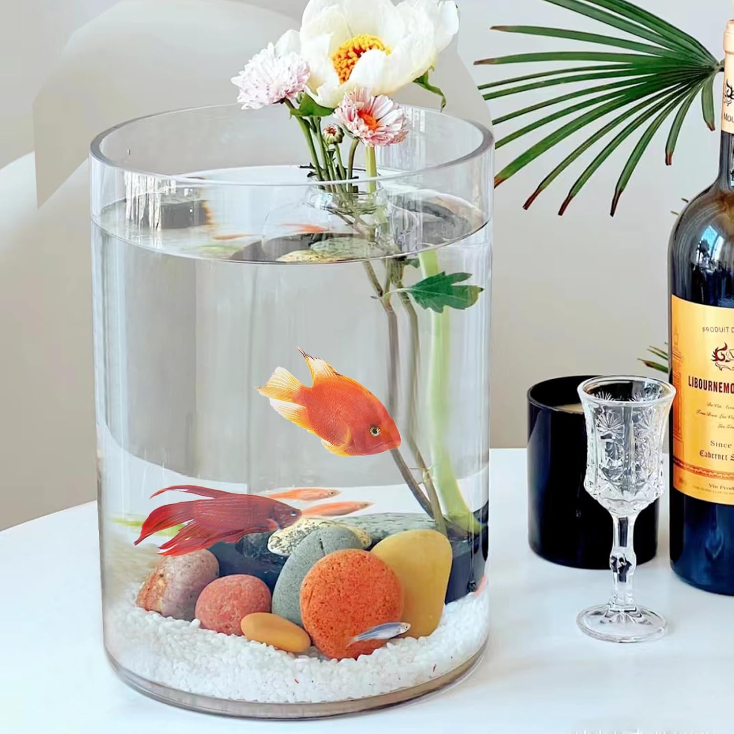 Clear Glass Cylinder Vase 8 H 4 D for Home Decor