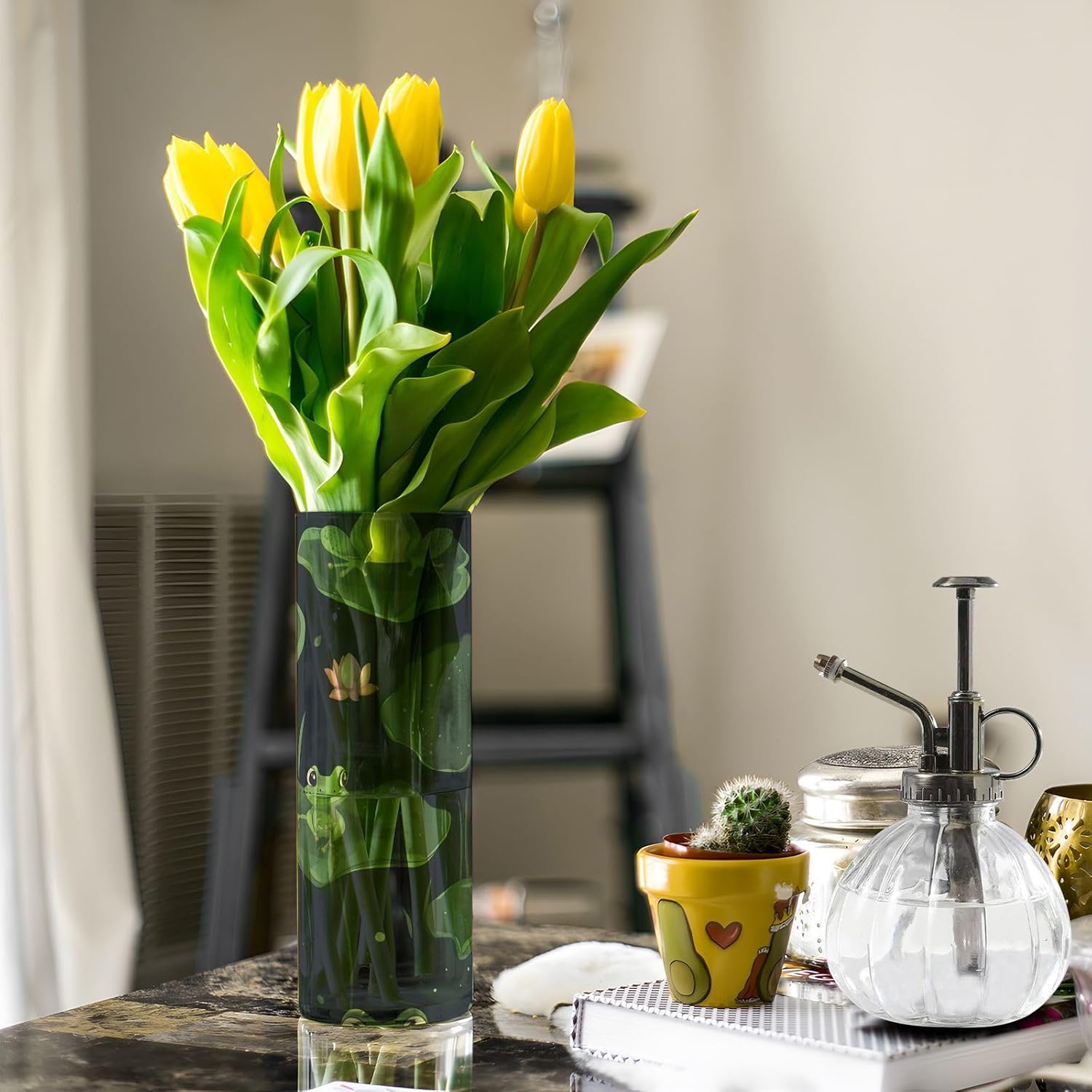 Frog and Flower Plastic Hurricane Vase Decor 118 x 39 Inch