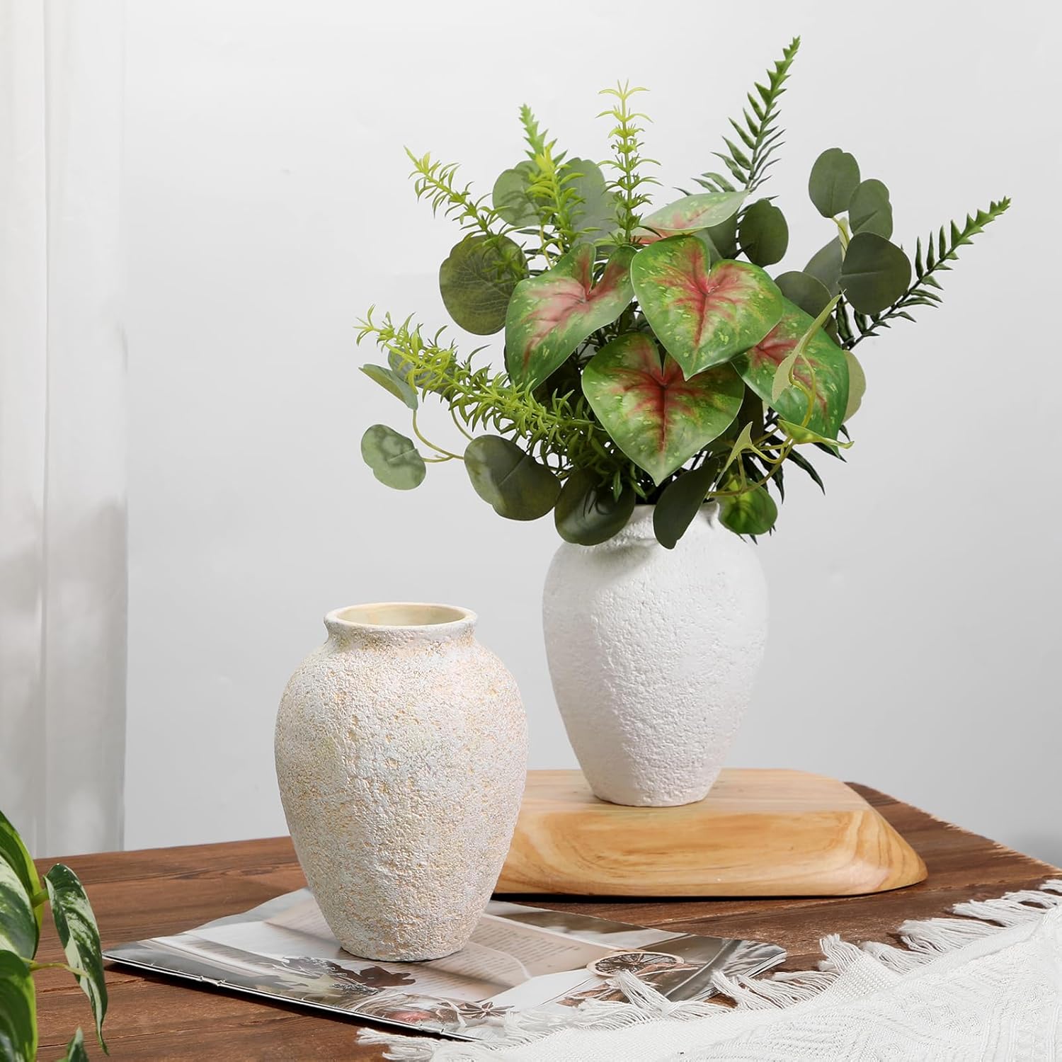 Rustic Ceramic Vase for Home Decor - 67 Inch Beige